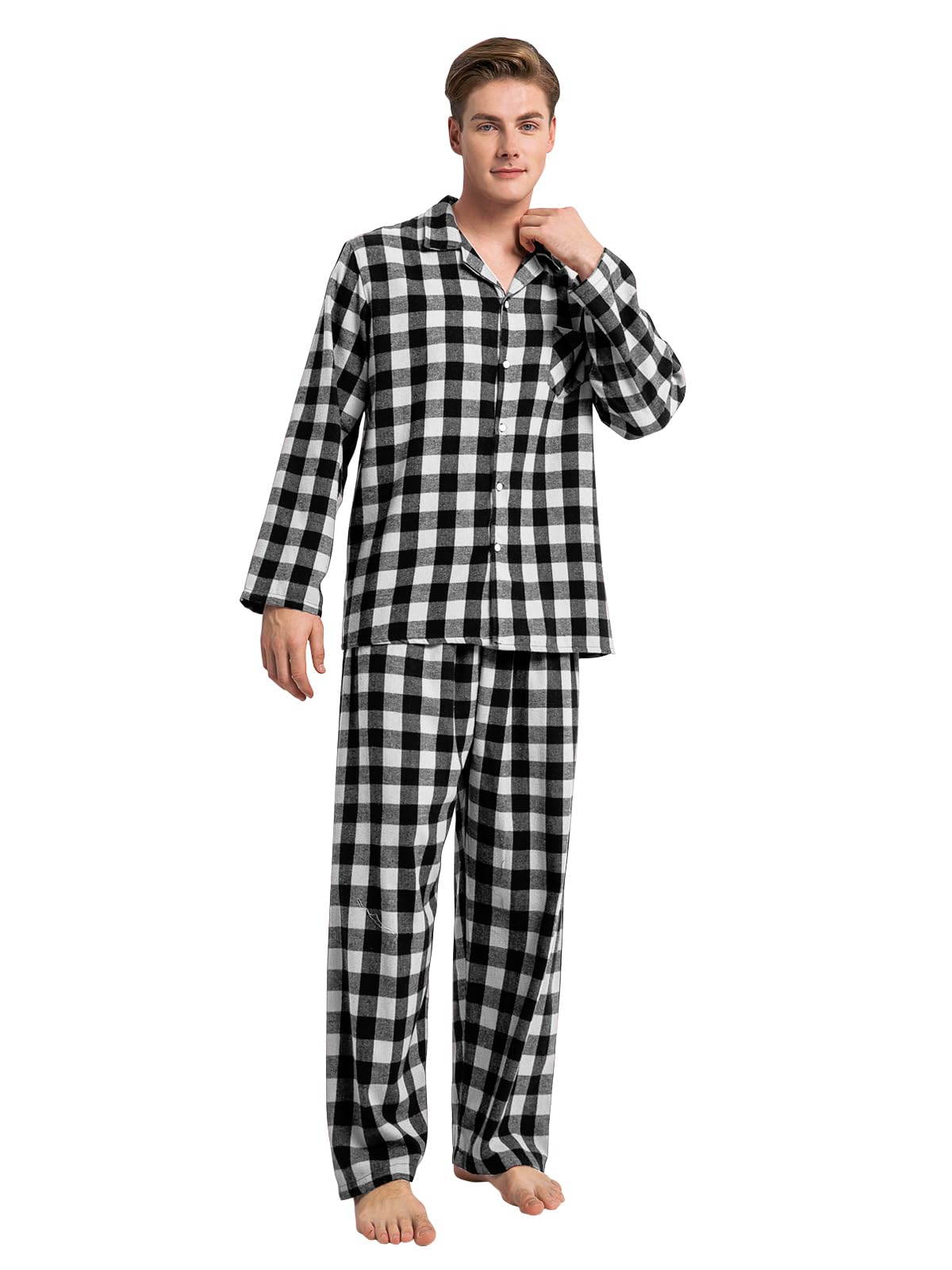 QZH.DUAO Family Christmas Pjs Matching Sets Plaid Pajamas Long Sleeve Holiday Sleepwear Set Loungewear Set