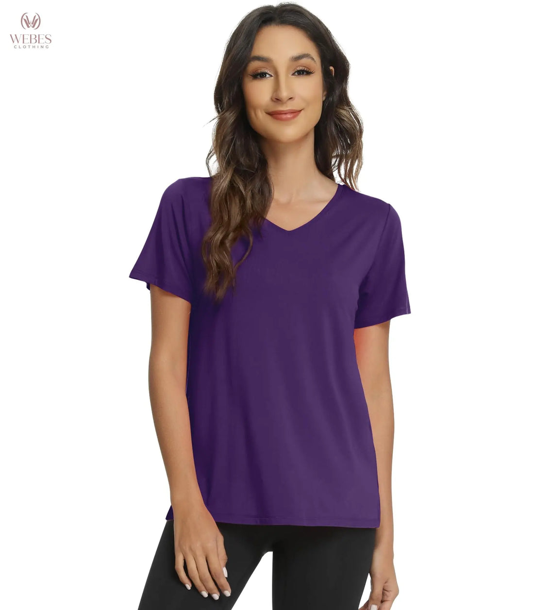 WiWi Viscose from Bamboo Pajama Tops for Women Super Soft Short Sleeve Tee V Neck Sleep Cooling T-Shirt Pjs Sleepwear S-XXL