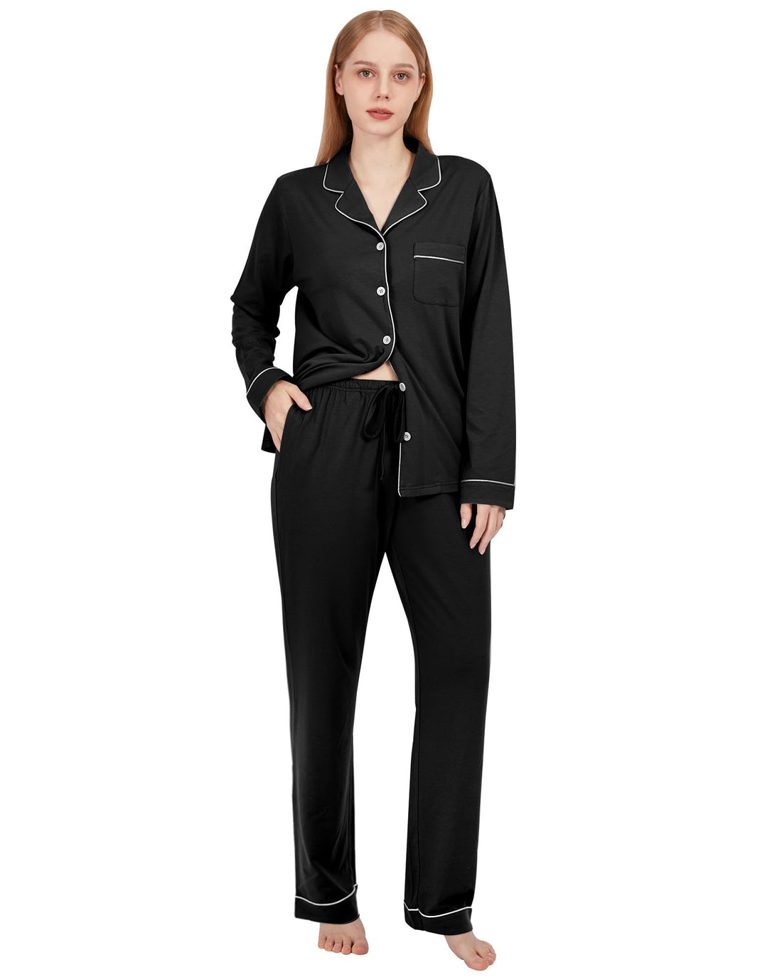 BAMBOO COOL Pajamas Set for Women Comfy Lounge Set Button Down Sleepwear Long Sleeve Pj Set