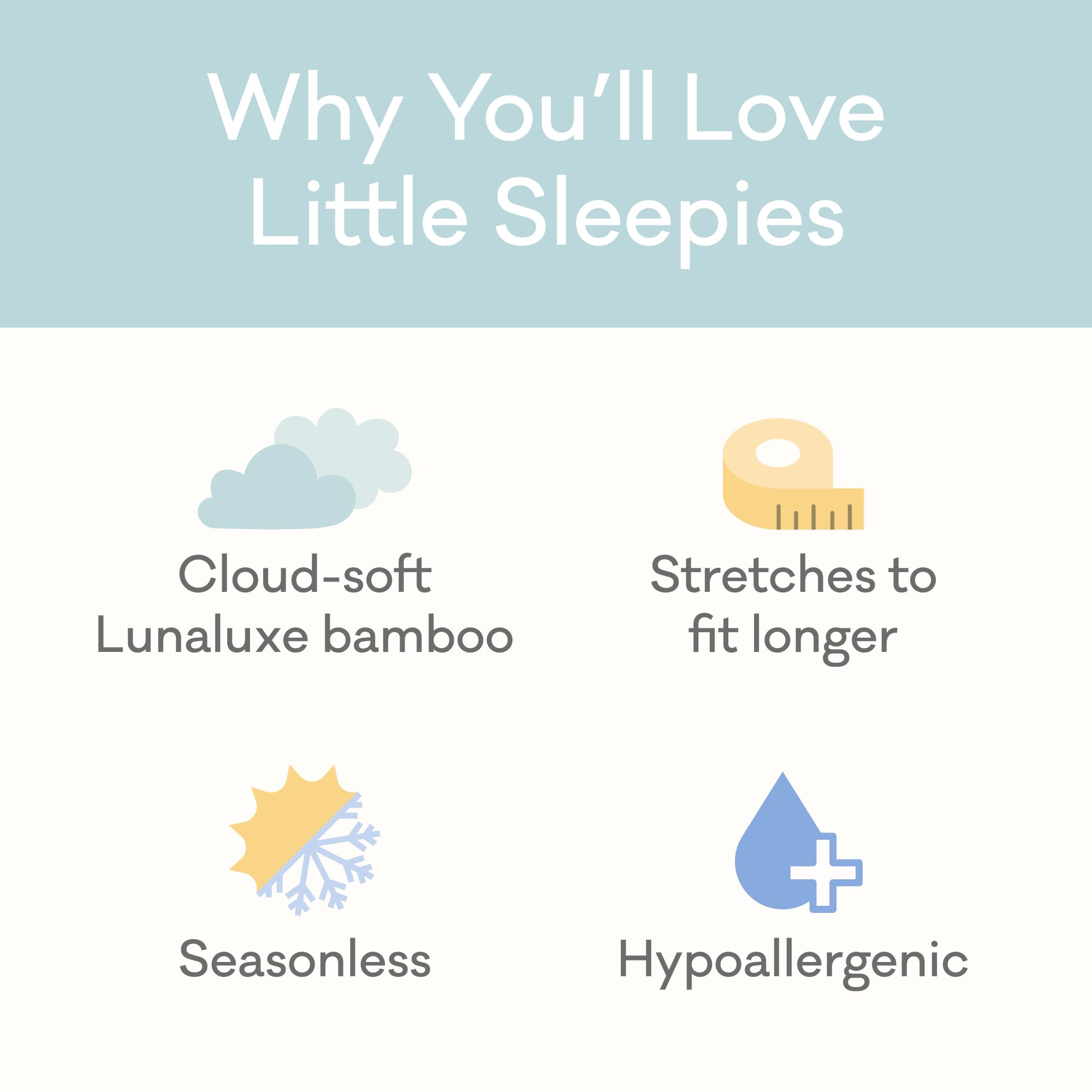 Little Sleepies Pajamas for Baby Boys & Girls, Viscose from Bamboo Baby Pajamas, Snug Sleeper, 2-Way Zipper, Micropreemie