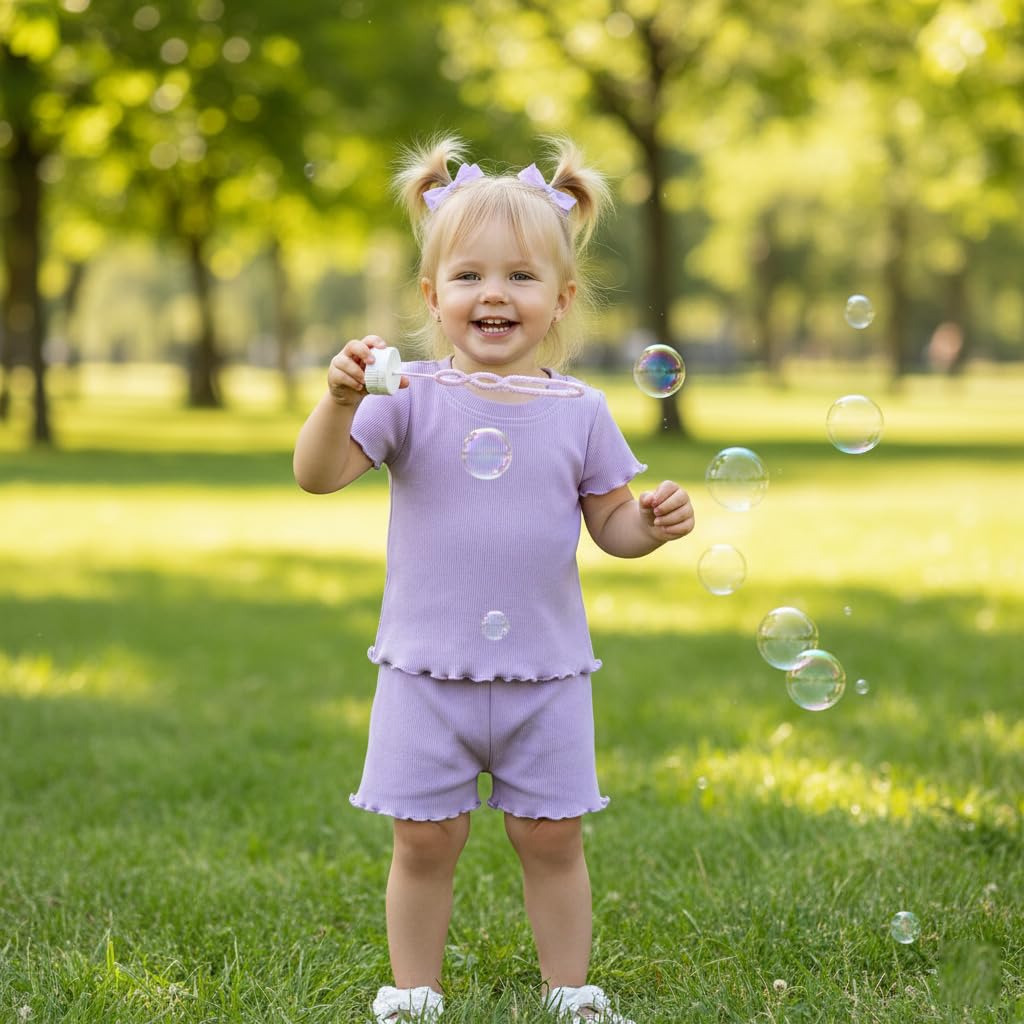 Kupretty Toddler Baby Girl Clothes Cute Comfy Summer Outfits Set Ruffled Shirts + Shorts 12 18 24 Months 2T 3T WEBE CLOTHING