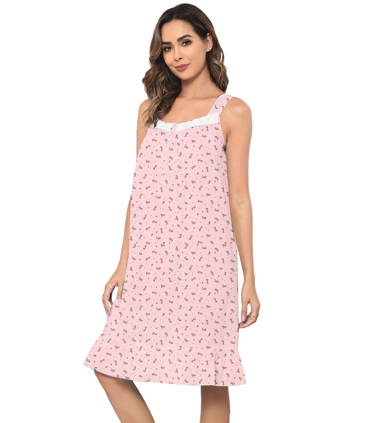 Sleeveless Nightgowns for Women 100% Cotton Nightgown Sleep Dress Soft Ladies Gowns Sleepwear Nightdress WEBE CLOTHING