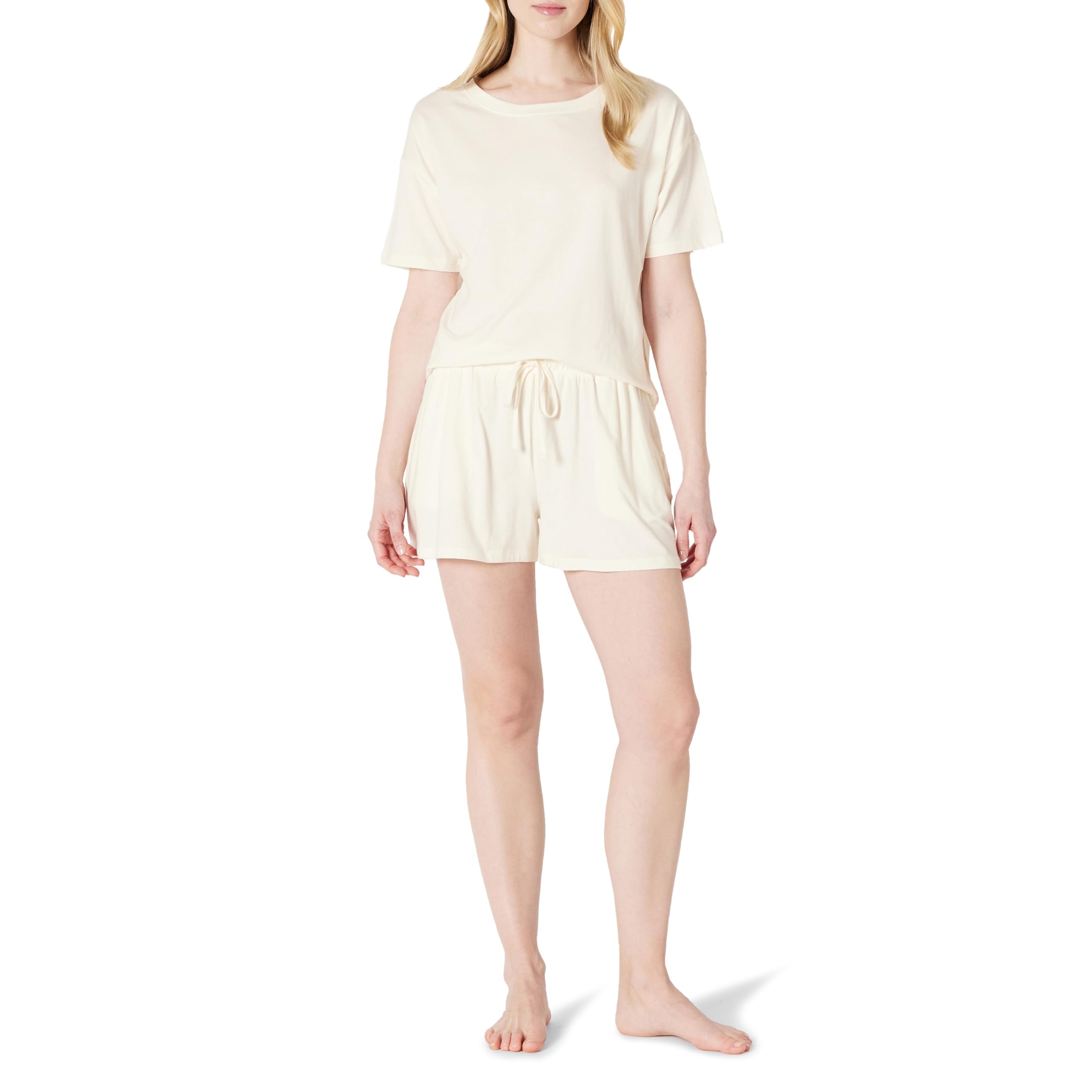 Amazon Essentials Women's Soft Cotton Blend Short Sleeve T-Shirt and Short Sleepwear Set