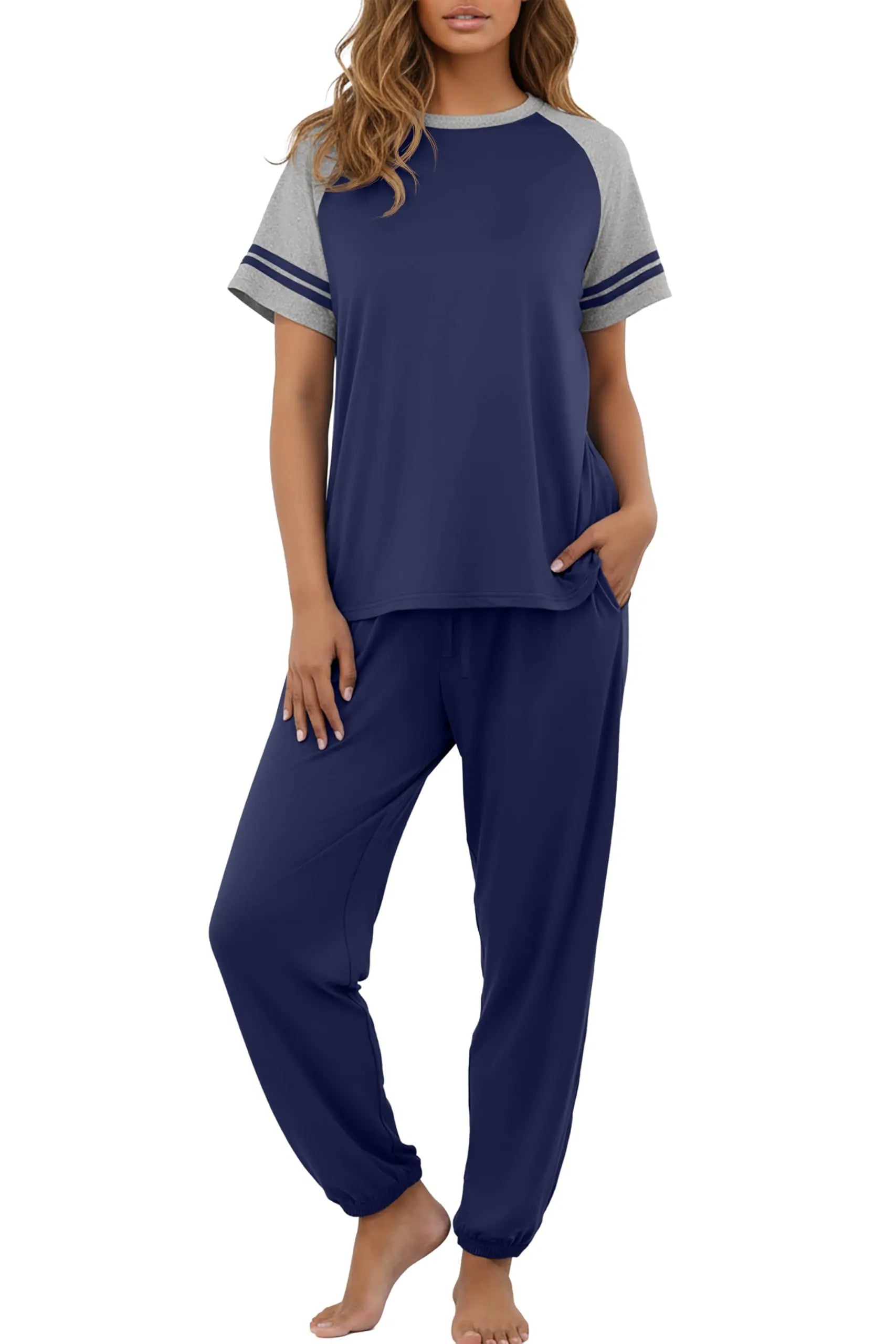 PrinStory Womens Pajama Sets Short Sleeve Pjs 2 Piece Lounge Set Soft Pj Sets Lightweight Sleepwear Loungewear with Pockets WEBE CLOTHING