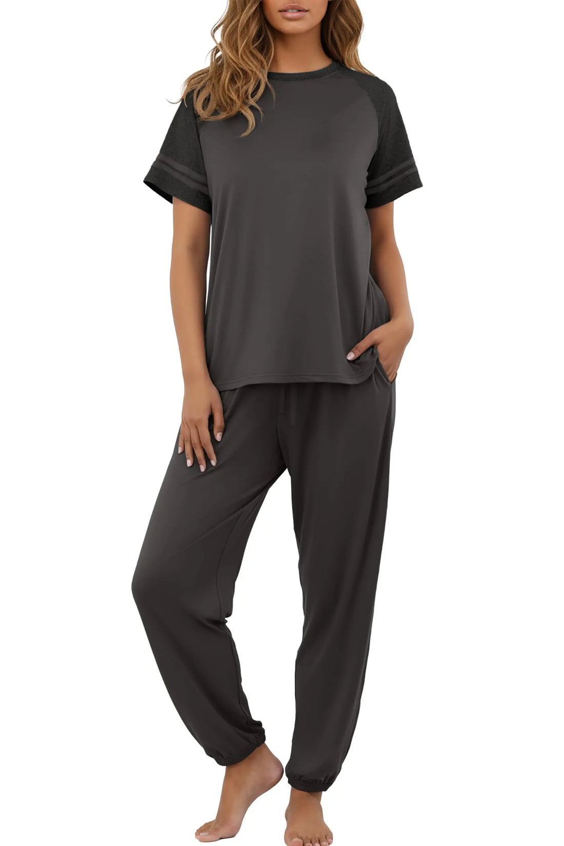 PrinStory Womens Pajama Sets Short Sleeve Pjs 2 Piece Lounge Set Soft Pj Sets Lightweight Sleepwear Loungewear with Pockets WEBE CLOTHING