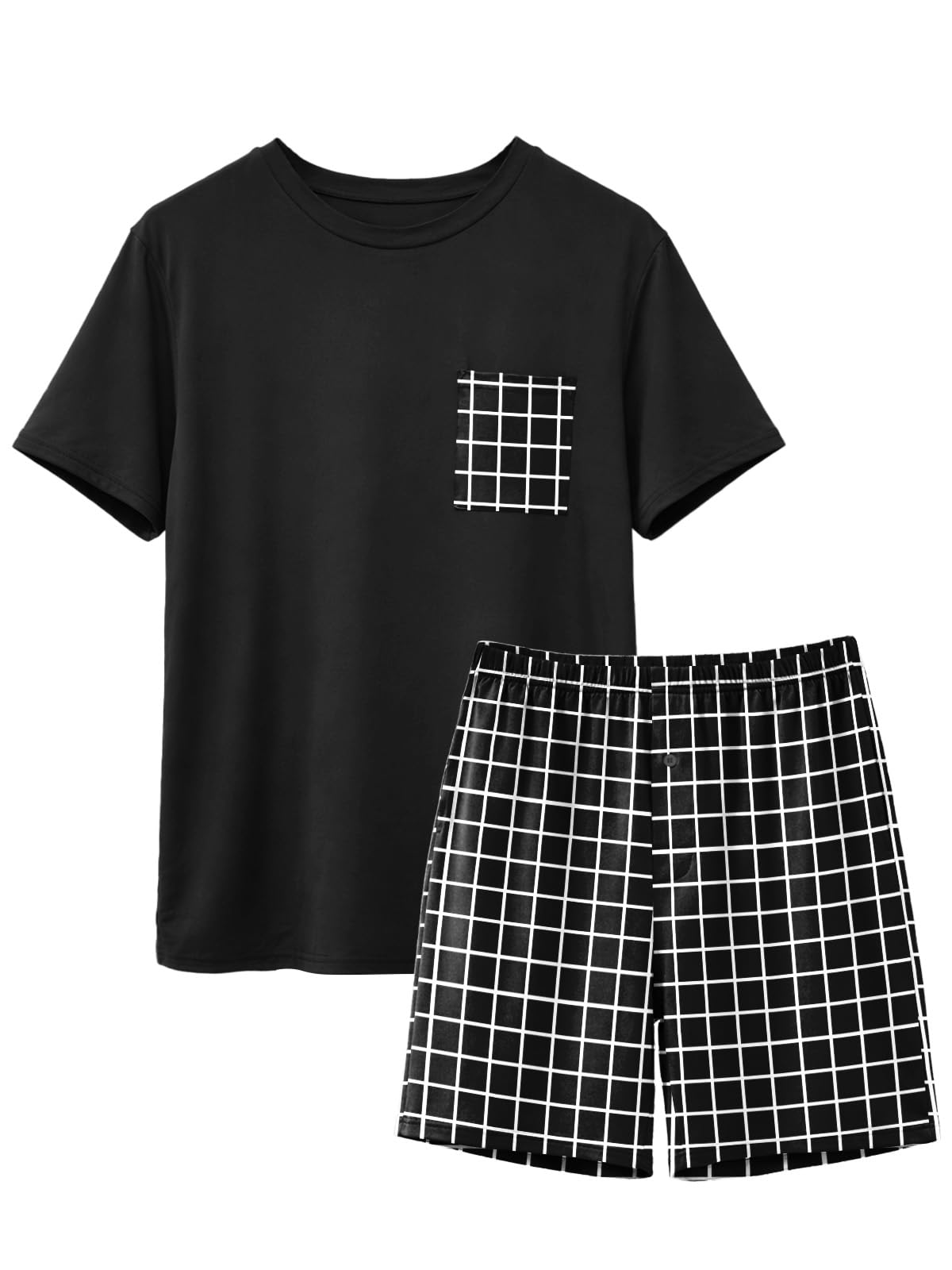Feiersi Mens Pajama Set Sleepwear Pjs Lightweight Comfy Soft Short Sleeve Sleep Set With Pockets WEBE CLOTHING