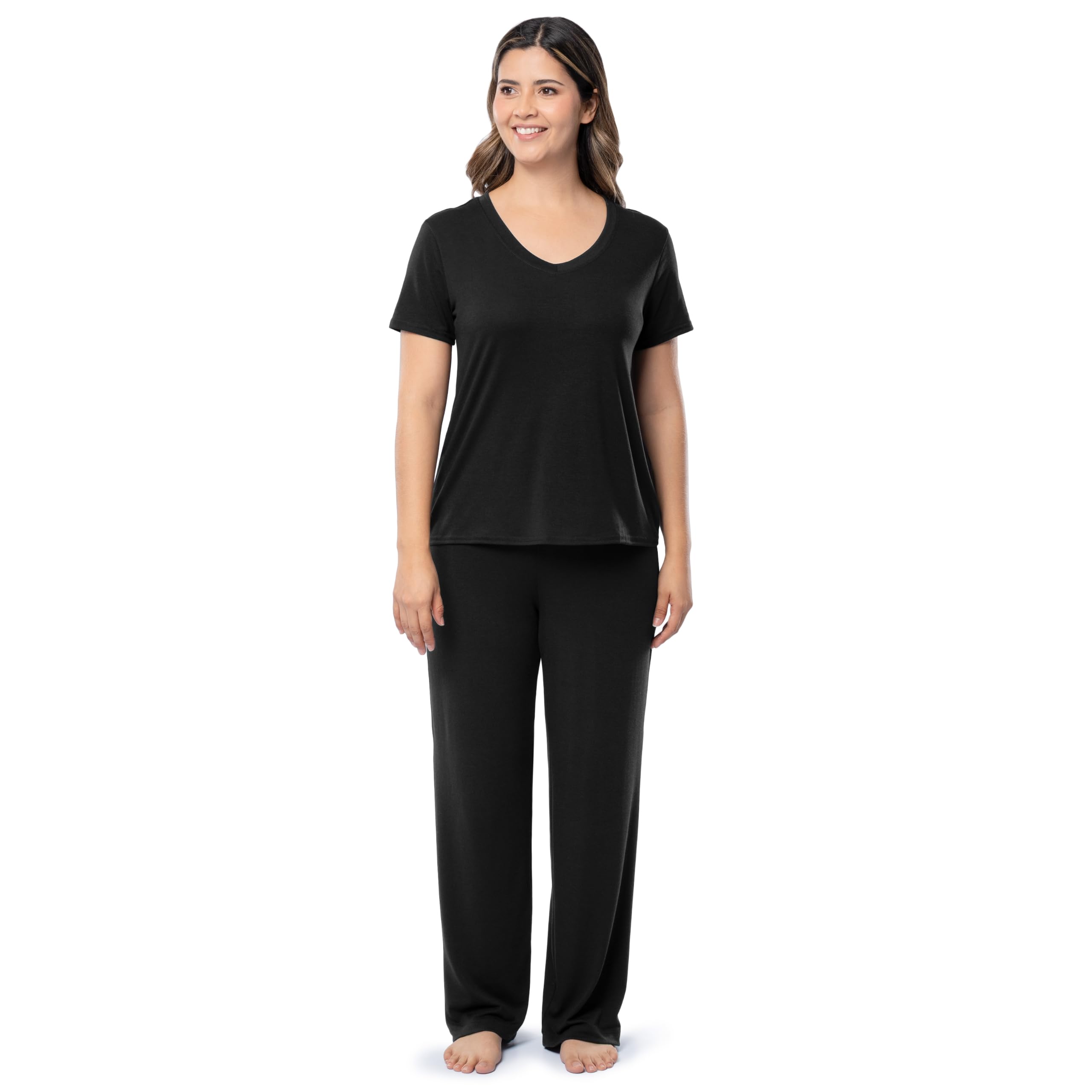 Fruit of the Loom womens Short Sleeve Tee and Pant 2 Piece Sleep Set WEBE CLOTHING