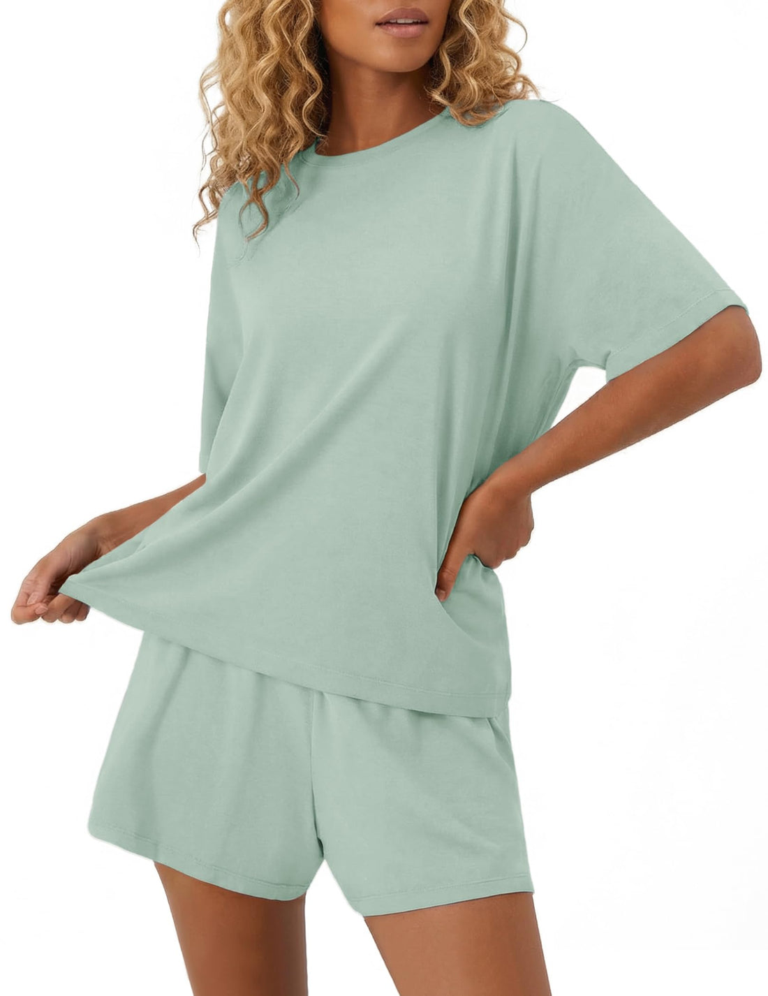 Ekouaer Pajama for Women Viscose from Bamboo 2 piece Lightweight Summer Pj Soft Short Sleeve Matching Lounge sets with Pocket