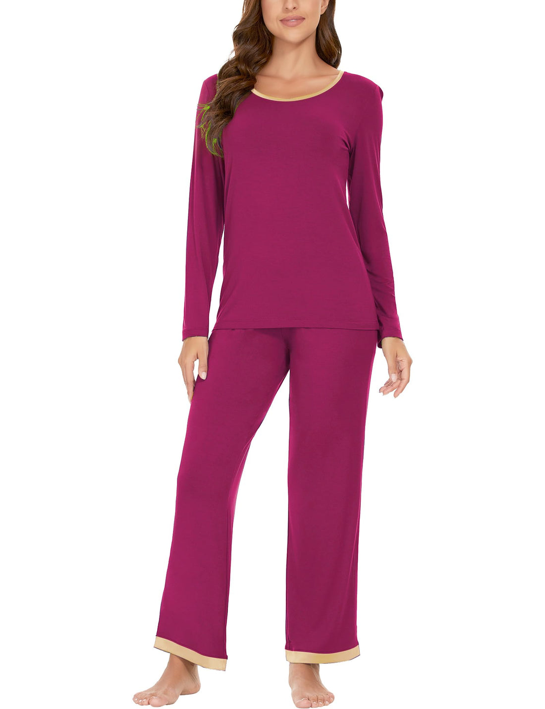 GYS Viscose from Bamboo Women's Pajama Sets Super Soft Long Sleeve Sleepwear Comfy Winter Pjs Sets S-4X