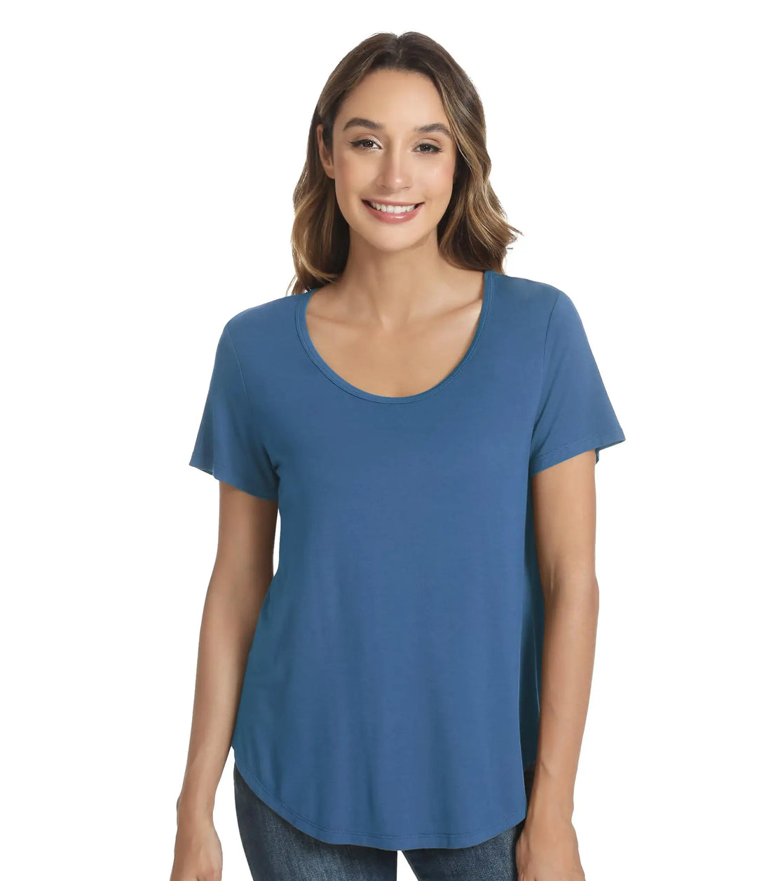WiWi Women's Bamboo Viscose Scoop Neck Short Sleeve T Shirt Casual Summer Cooling Basic Tee Tops Soft Lounge Pajamas S-XXL