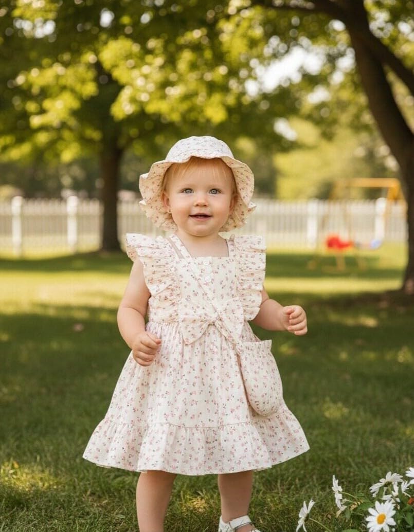 Renotemy Newborn Infant Baby Girl Dresses Summer Outfits Boho Casual Sundress Gifts Toddler Clothes for Girl with Hat and Bag WEBE CLOTHING