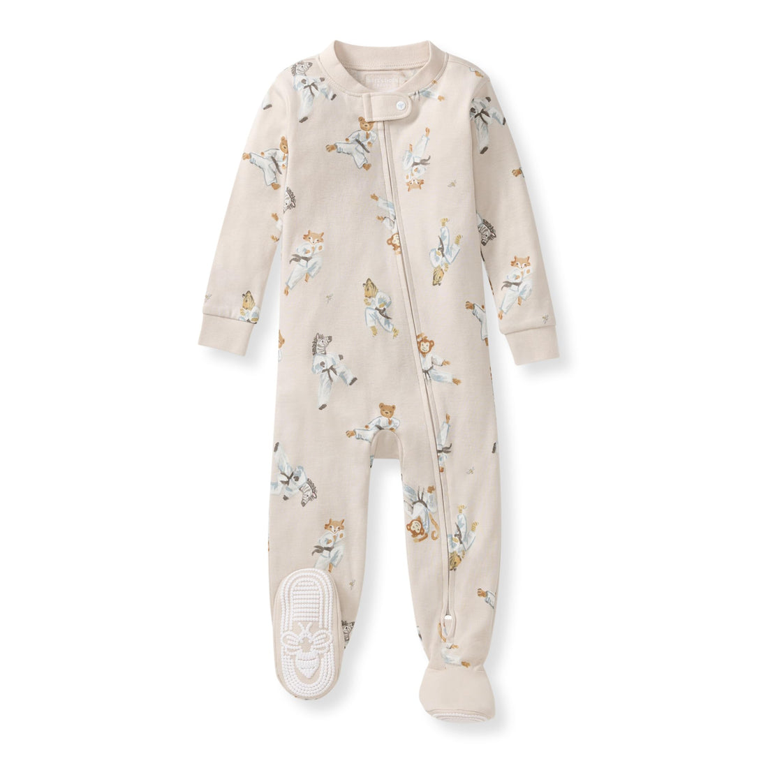 Burt's Bees Baby Organic Cotton Footed Pajamas for Boys, Zipper PJ Sleeper, Snug Fit Sleepwear with Non-Slip Bee Grips