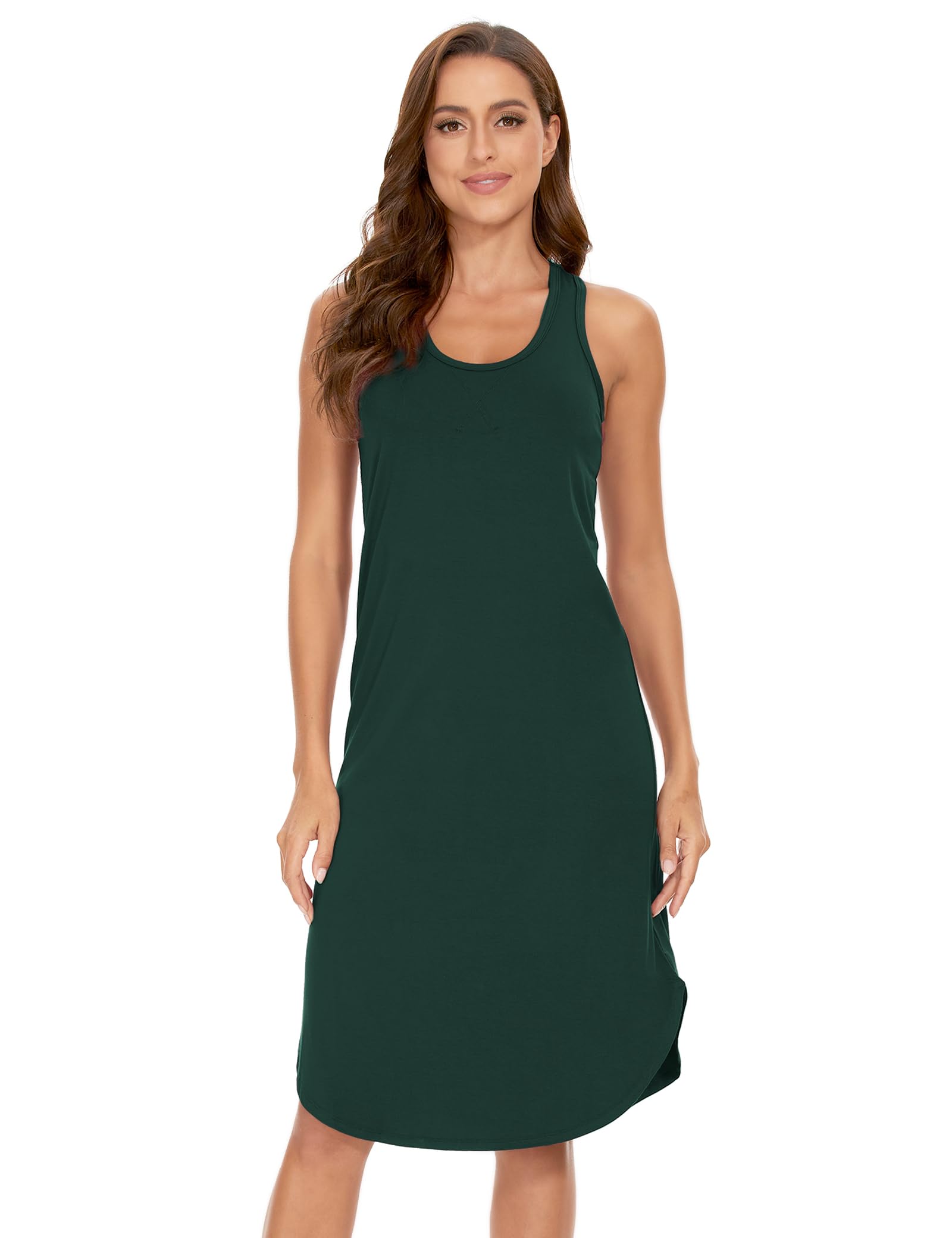 GYS Women's Bamboo Viscose Cooling Racerback Tank Nightgown | Moisture wicking, Breathable, Tagless, Sleeveless, Soft stretch, Racerback design, for hot flashes & summer sleep WEBE CLOTHING