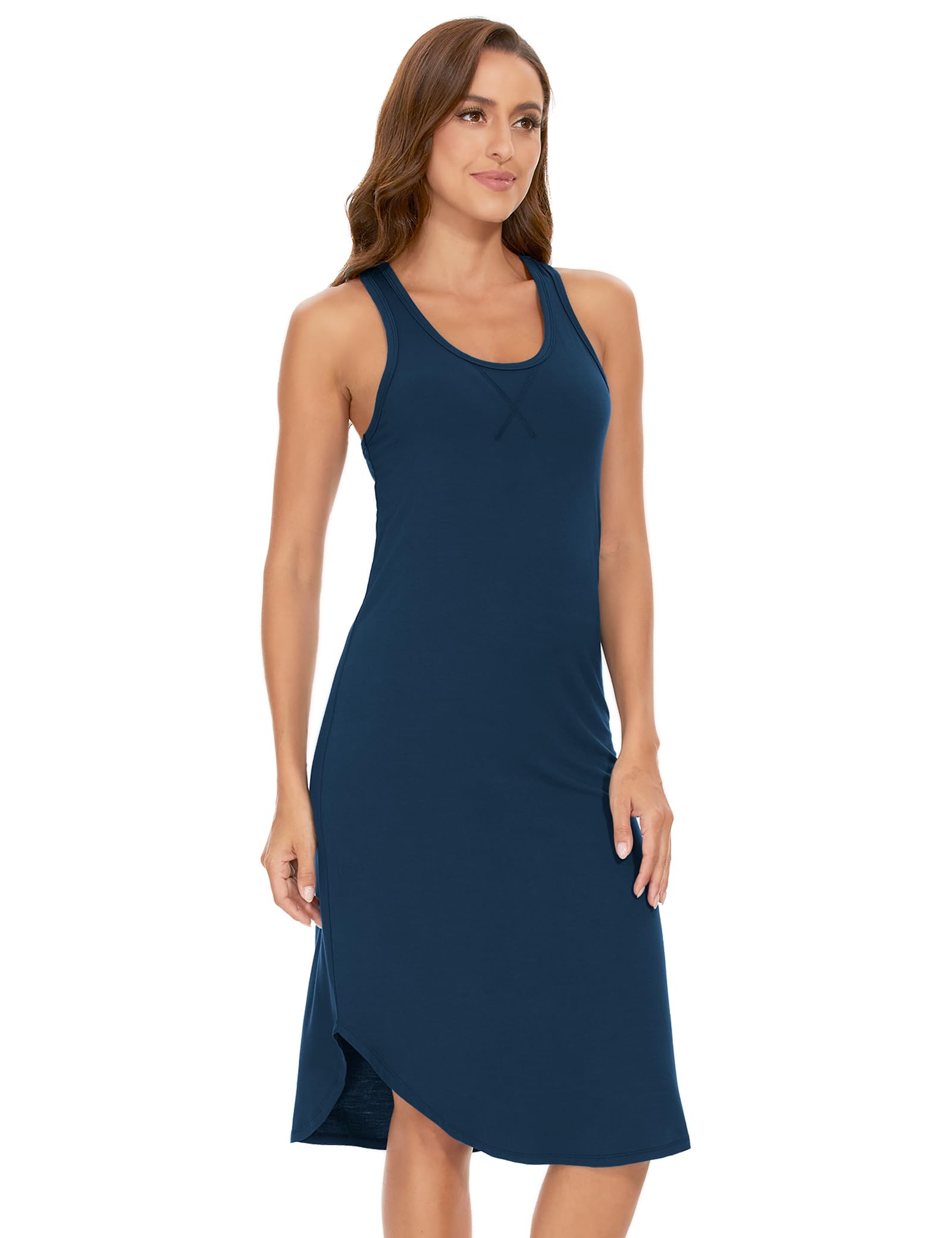 GYS Women's Bamboo Viscose Cooling Racerback Tank Nightgown | Moisture wicking, Breathable, Tagless, Sleeveless, Soft stretch, Racerback design, for hot flashes & summer sleep WEBE CLOTHING
