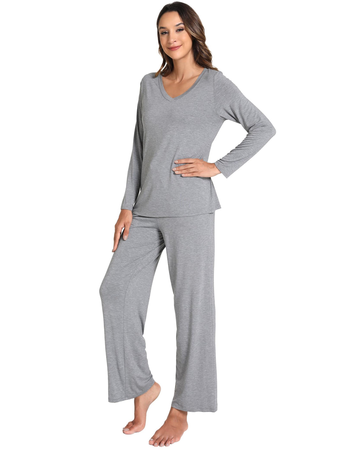 GYS Women's Pajama Sets Long Sleeve Sleepwear Comfy 2 Piece Ladies Pj Sleep Set, Viscose Made from Bamboo