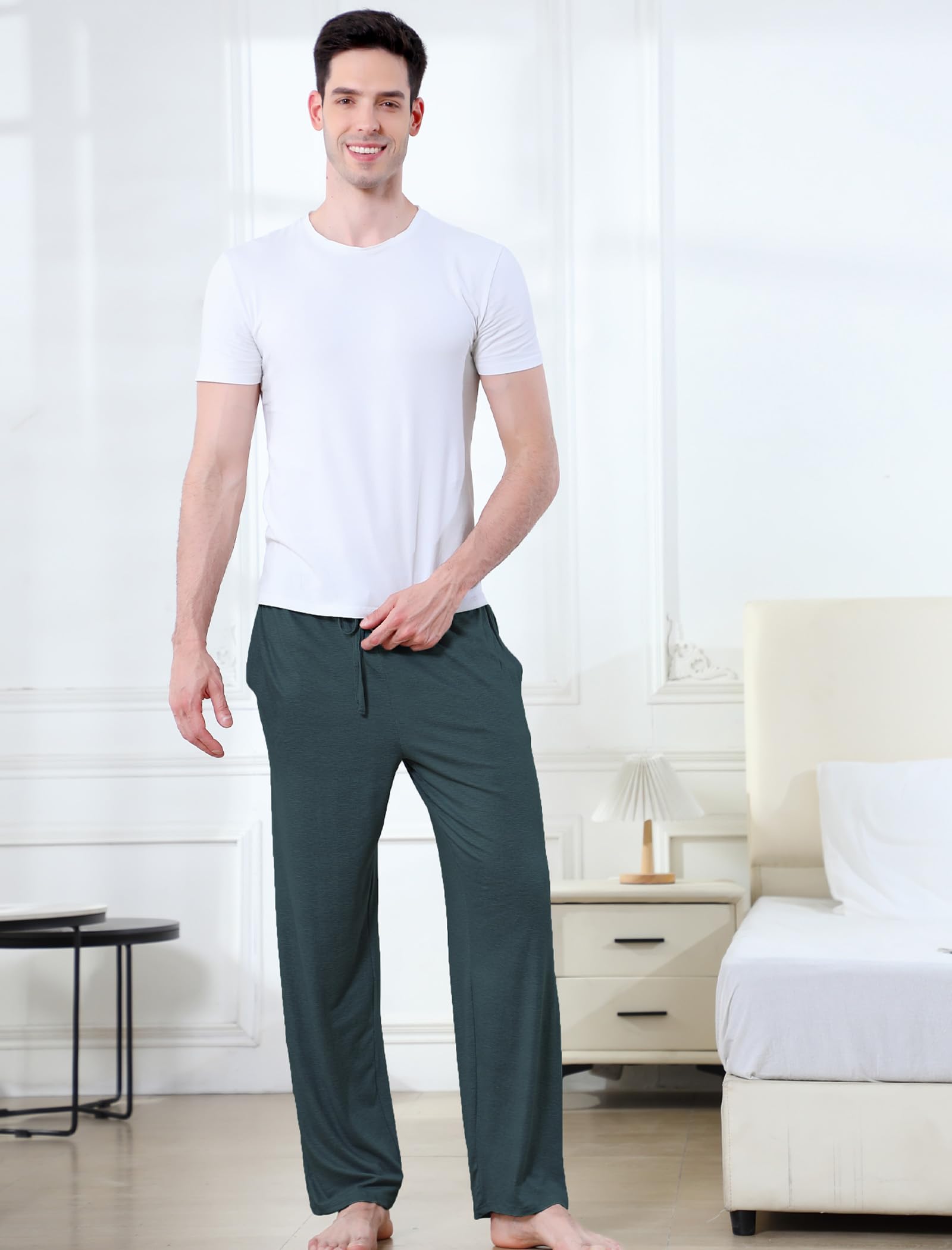 DITOK Men's Lightweight Pajama Pants Soft Lounge Sleep Joggers Adjustable Drawstring & Pockets All-Season Sleepwear