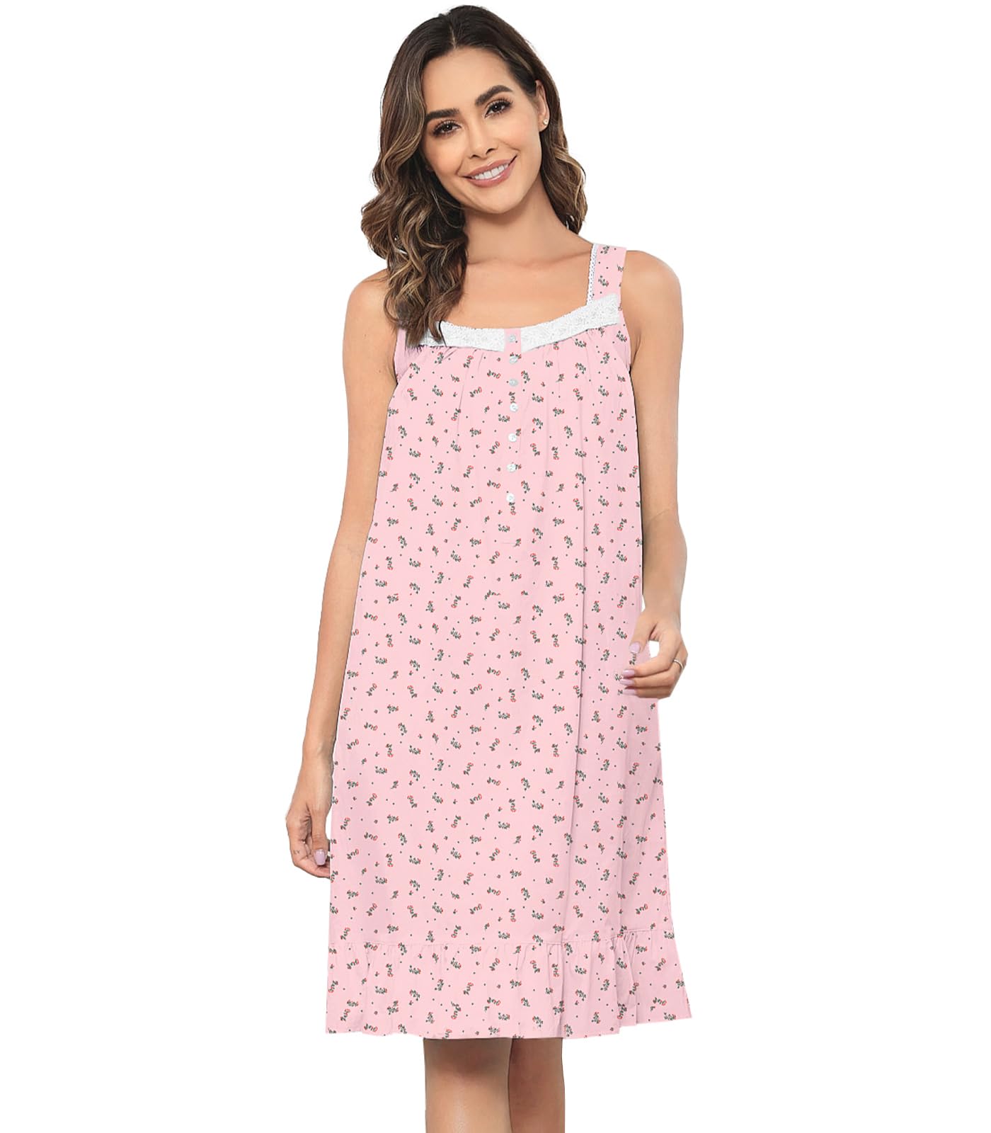 Sleeveless Nightgowns for Women 100% Cotton Nightgown Sleep Dress Soft Ladies Gowns Sleepwear Nightdress WEBE CLOTHING