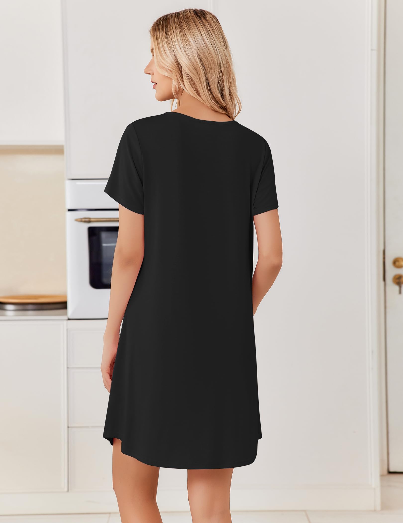 Ekouaer Nightgowns for Women Bamboo Viscose Short Sleeve Soft Sleep Shirt WEBE CLOTHING