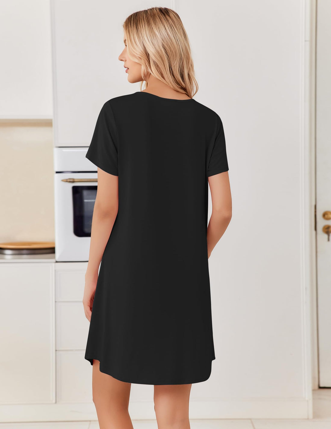 Ekouaer Nightgowns for Women Bamboo Viscose Short Sleeve Soft Sleep Shirt WEBE CLOTHING