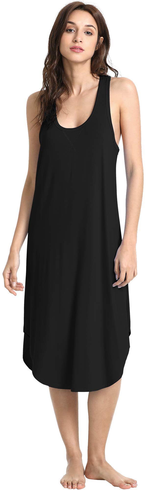 GYS Women's Bamboo Viscose Cooling Racerback Tank Nightgown | Moisture wicking, Breathable, Tagless, Sleeveless, Soft stretch, Racerback design, for hot flashes & summer sleep WEBE CLOTHING
