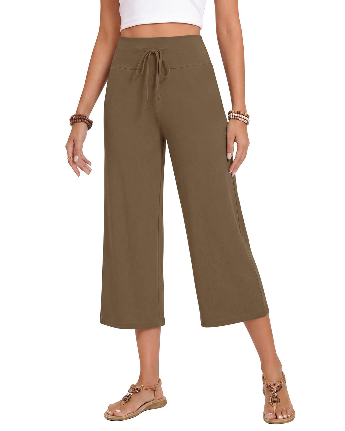 ZOOSIXX Soft Black Pajama Pants for Women, Wide Leg Pants Woman Flowy Comfy Casual Lounge Yoga Capri Pants 22”/ 30”