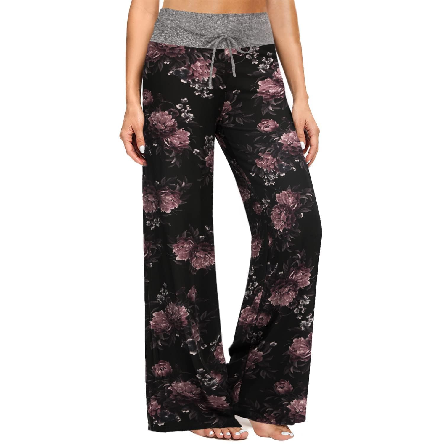 ZOOSIXX Soft Black Pajama Pants for Women, Wide Leg Pants Woman Flowy Comfy Casual Lounge Yoga Capri Pants 22”/ 30”