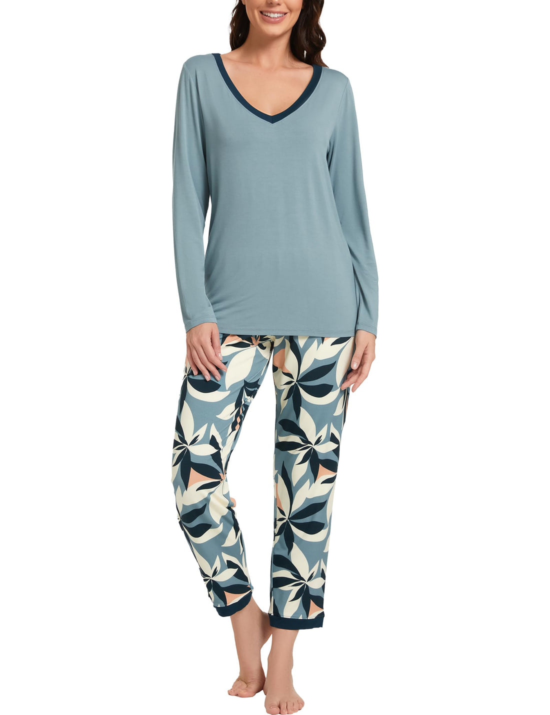 GYS Viscose from Bamboo Women's Pajama Sets Super Soft Long Sleeve Sleepwear Comfy Winter Pjs Sets S-4X