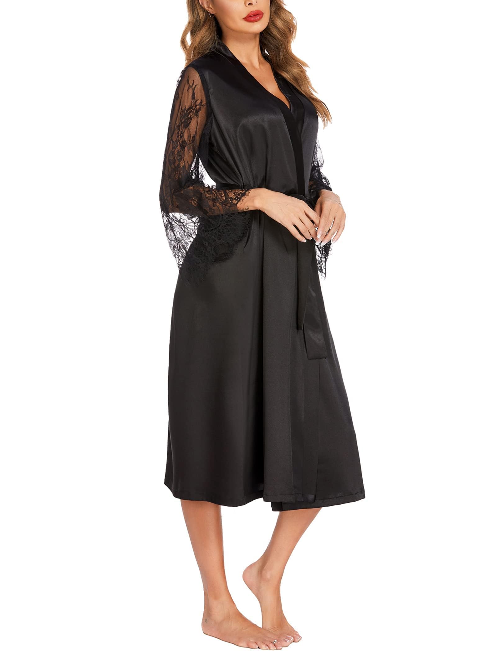 Eouaer Women's Satin Kimono Robe for Bridesmaid and Bride Wedding Party Getting Ready Short Robe WEBE CLOTHING