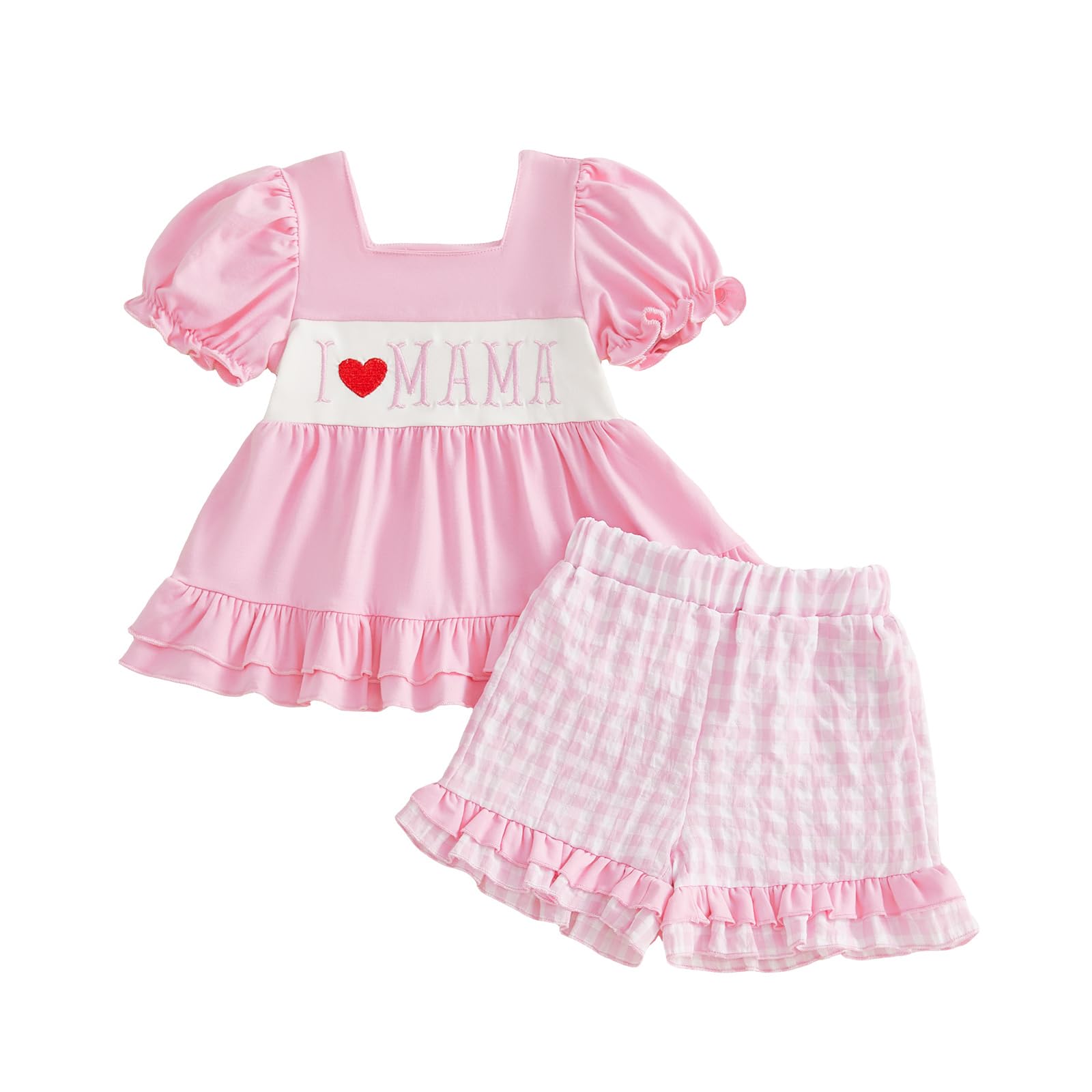 Toddler Baby Girl Summer Clothes T-Shirt Shorts Set Cute Outfits | Toddler Baby Girl Summer Clothes Short Sleeves T-Shirt Tops and Ruffled Shorts Set Cute Summer Outfits 2Pcs WEBE CLOTHING