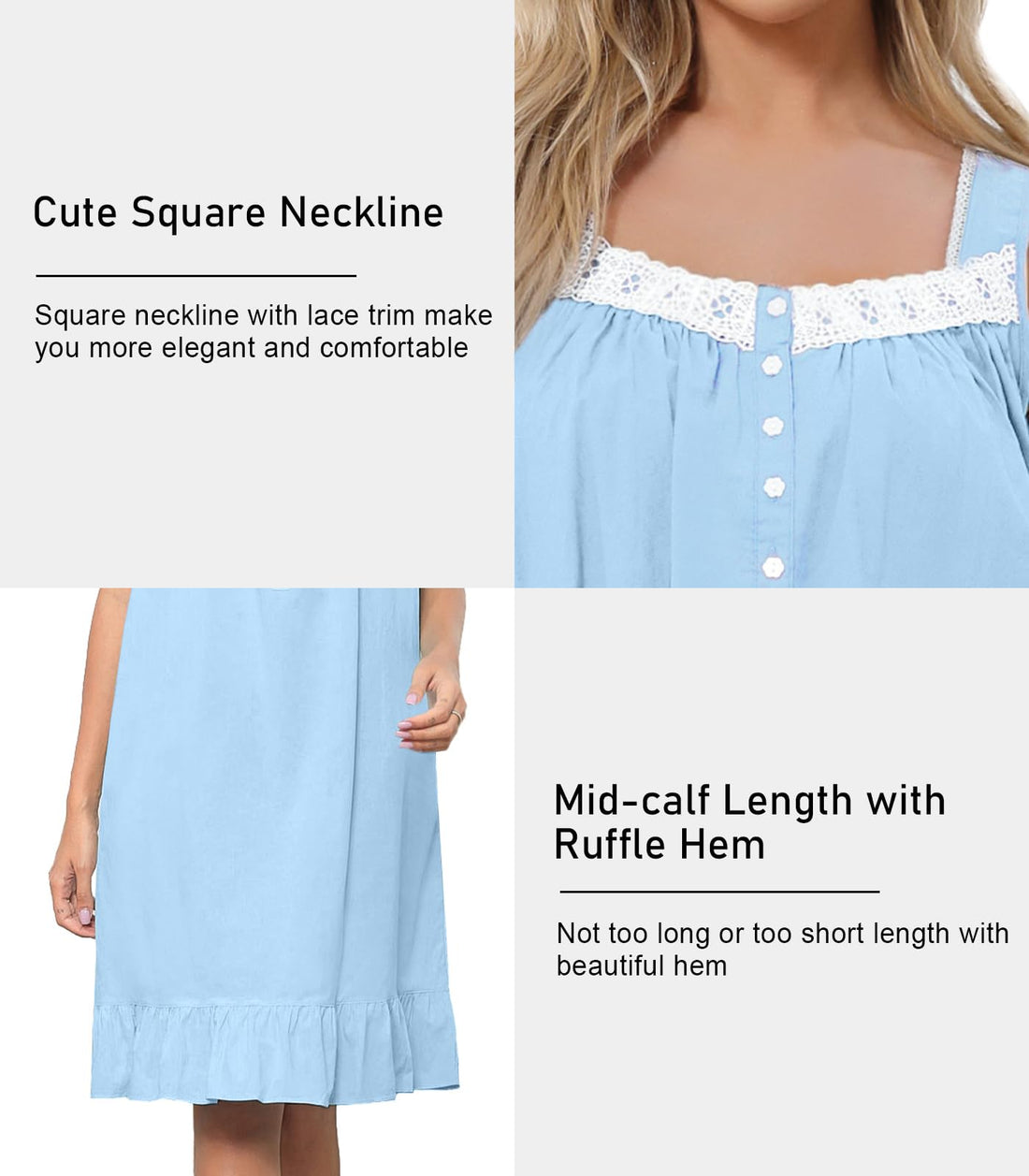 Sleeveless Nightgowns for Women 100% Cotton Nightgown Sleep Dress Soft Ladies Gowns Sleepwear Nightdress WEBE CLOTHING