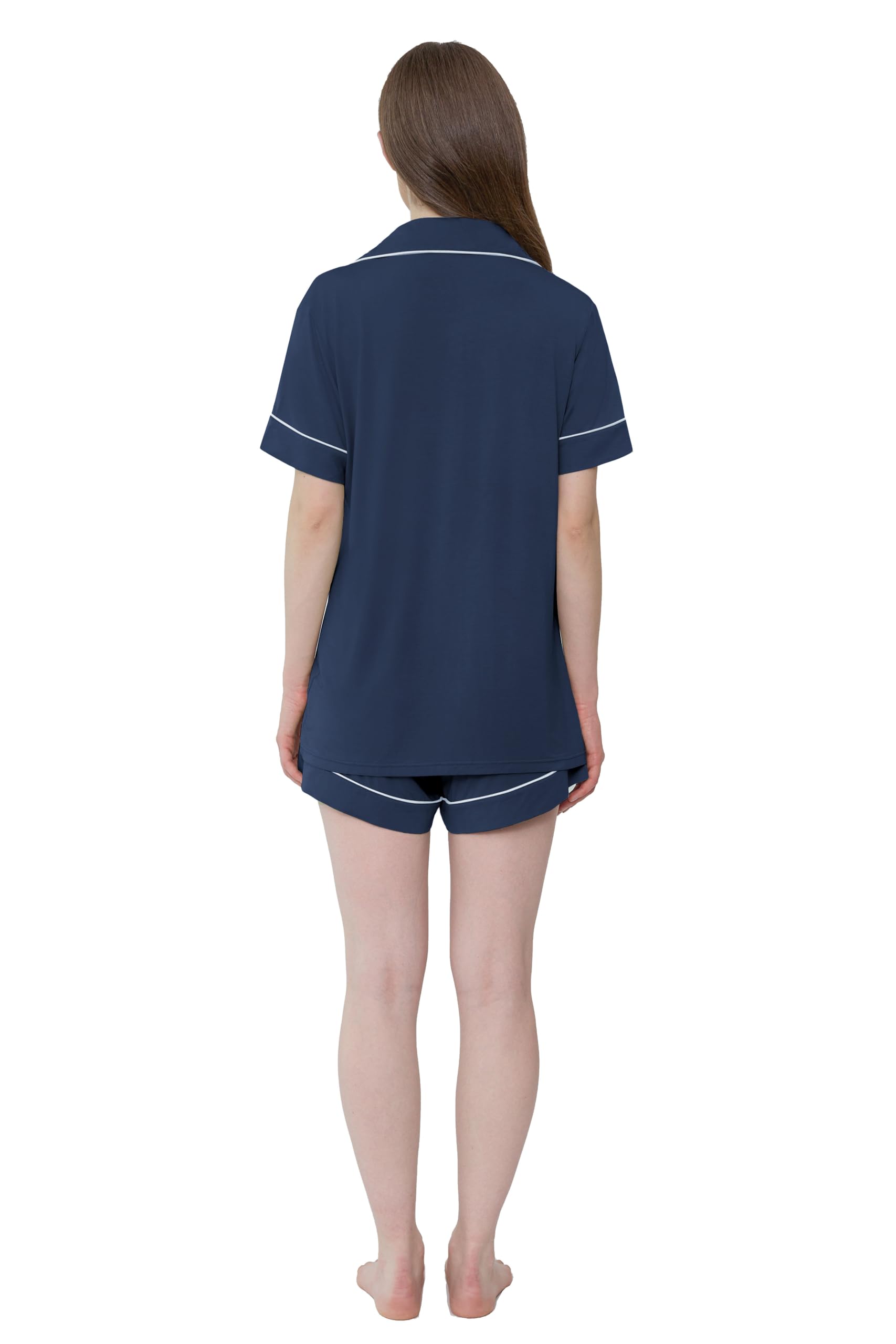 Joyaria Women's Cooling Bamboo Viscose Pajamas Shorts Set Button Front | Moisture Wicking, Cool & Lightweight, Breathable PJs for Night Sweats