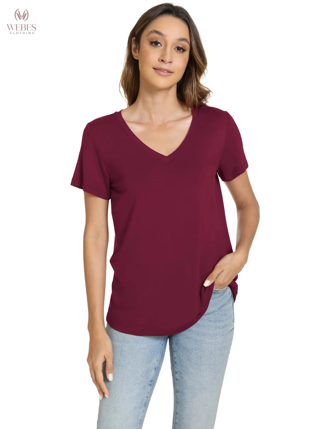 GYS Bamboo Viscose Pajamas Tops for Women, Cooling Basic T-Shirt, Soft Short Sleeve Sleep Shirts, Lightweight Pj Shirt