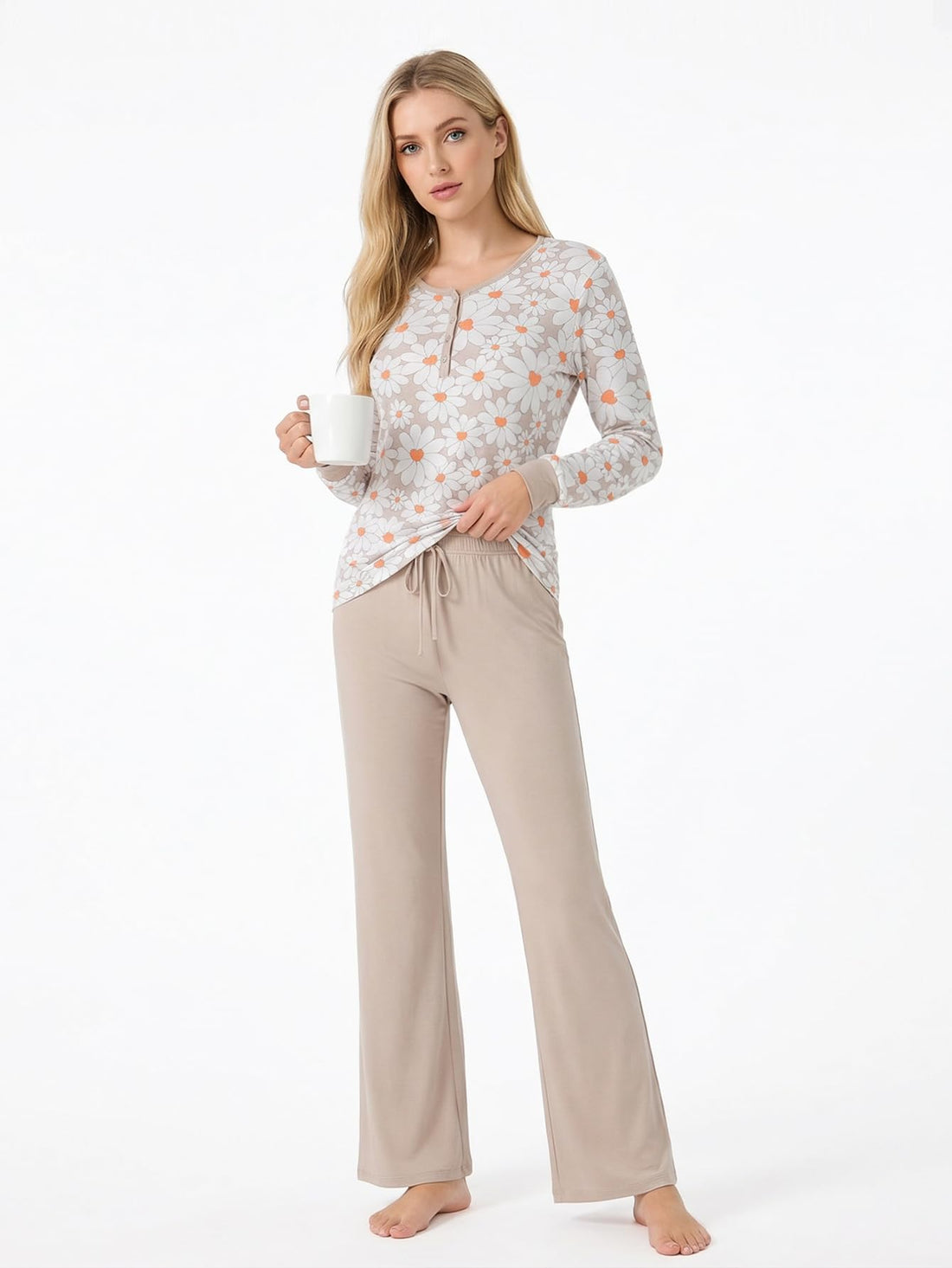 MOSSRIVER Family Pajamas Matching Sets Long Sleeve Henley Shirts Button Down Graphic Tops Cute Pjs Pants Sets Holiday Outfits