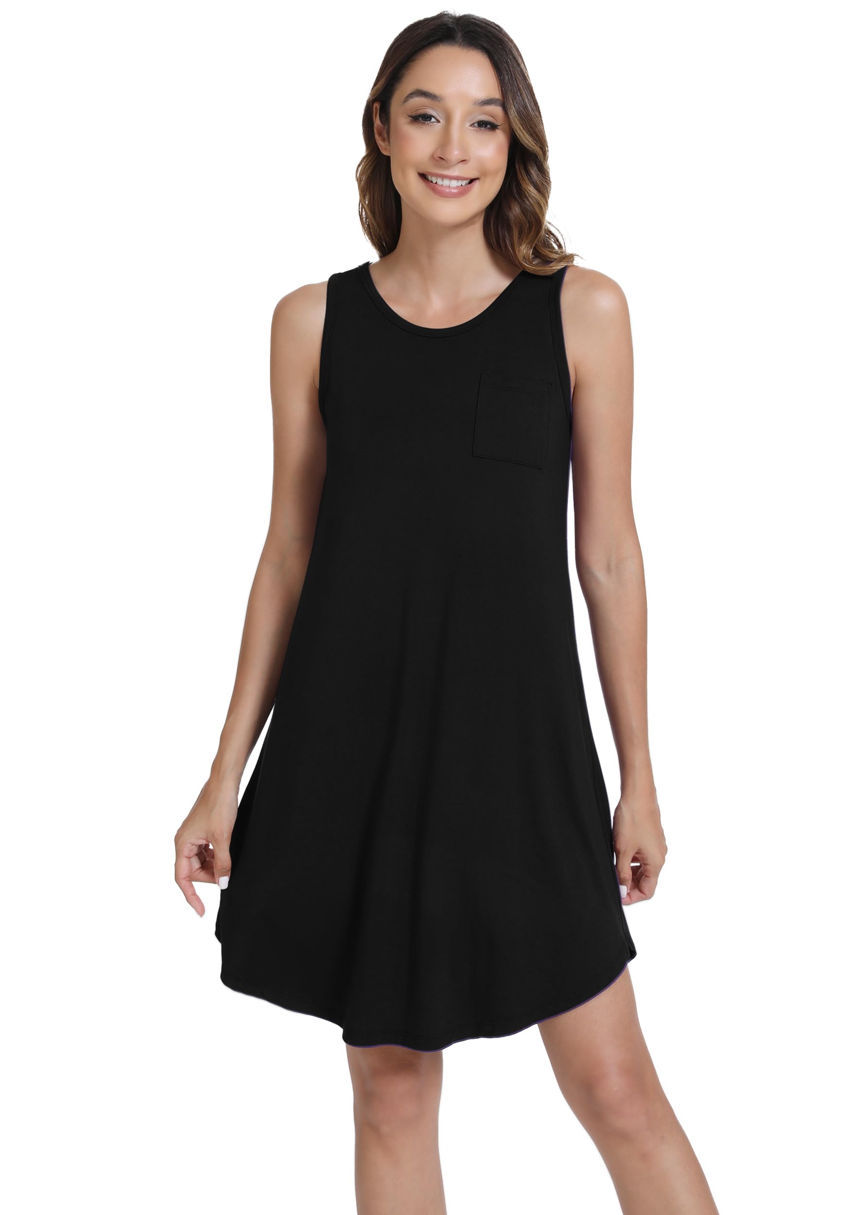 WiWi Tank Nightgown for Women Soft Comfy Sleeveless Sleep Gowns Viscose from Bamboo Cooling Sleepwear S-XXL WEBE CLOTHING