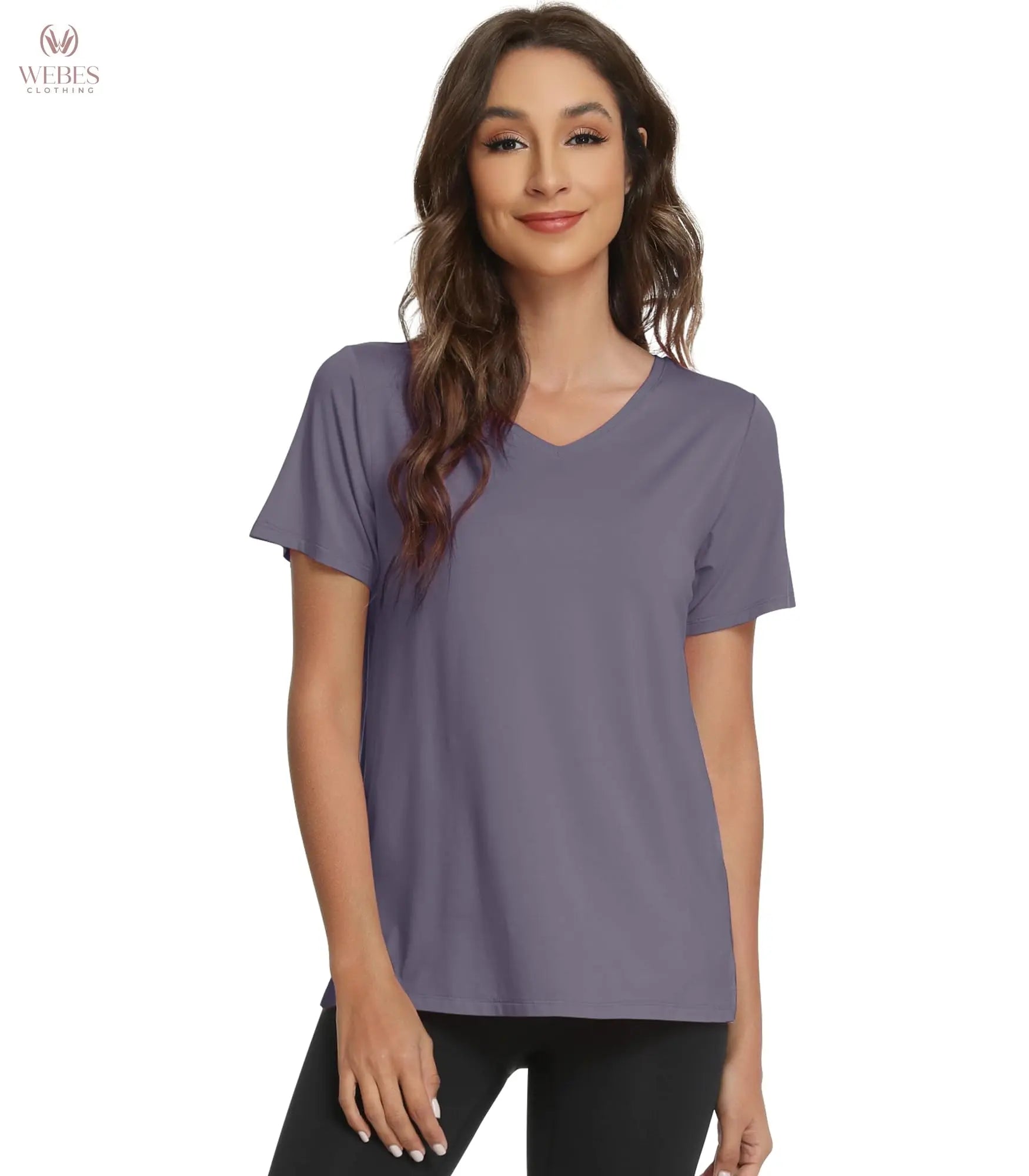 WiWi Viscose from Bamboo Pajama Tops for Women Super Soft Short Sleeve Tee V Neck Sleep Cooling T-Shirt Pjs Sleepwear S-XXL