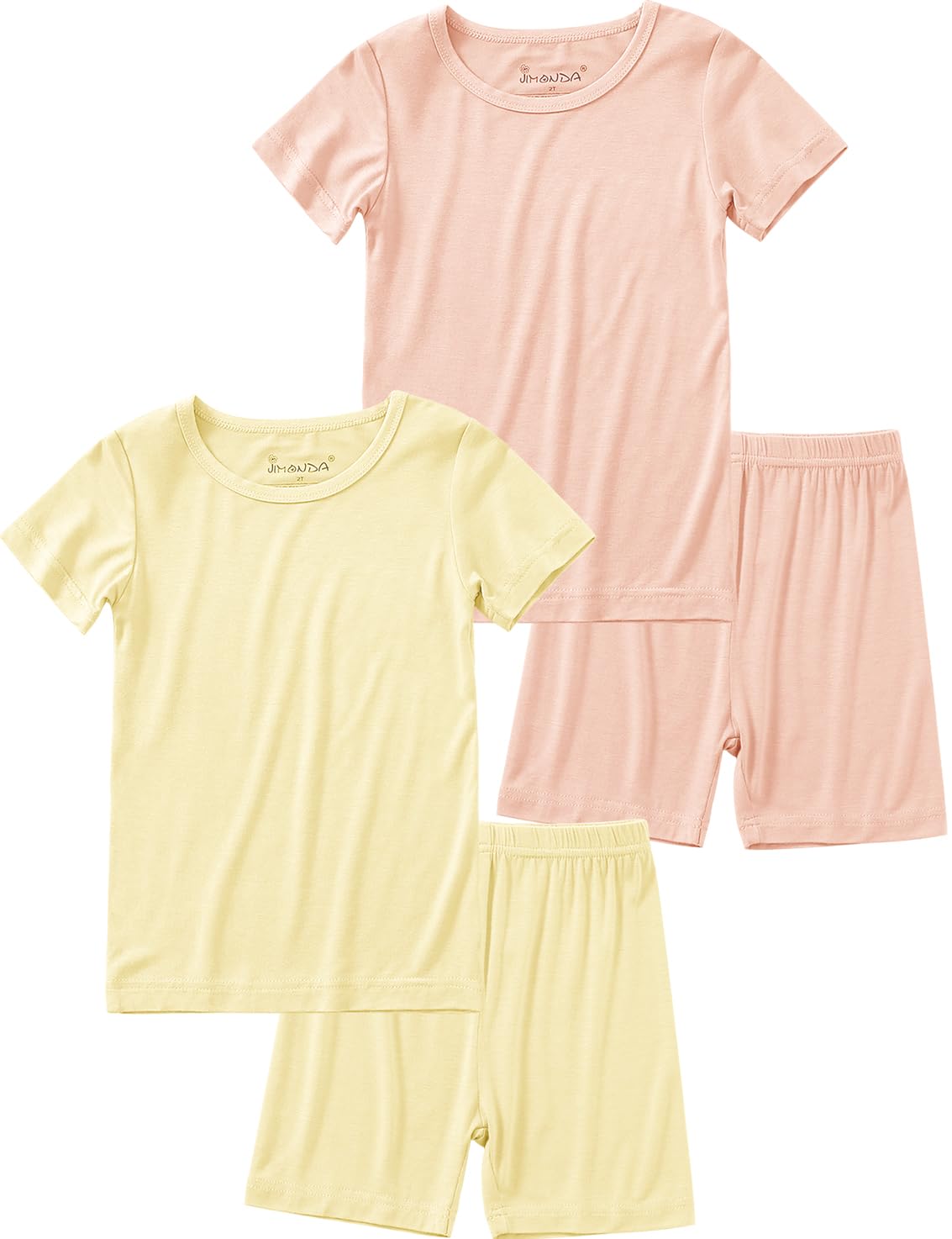 Jimonda Baby Boys Girls Pajama Sets Kid Soft Sleepwear Rayon From Bamboo Sleepwear Short Sleeve 4-Piece Cool Jammies 18M-12Y