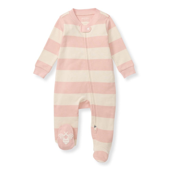Burt's Bees Baby Organic Cotton Sleep and Play Footed Pajamas for Girls, Zipper PJ Newborn Sleeper with Non-Slip Bee Grips