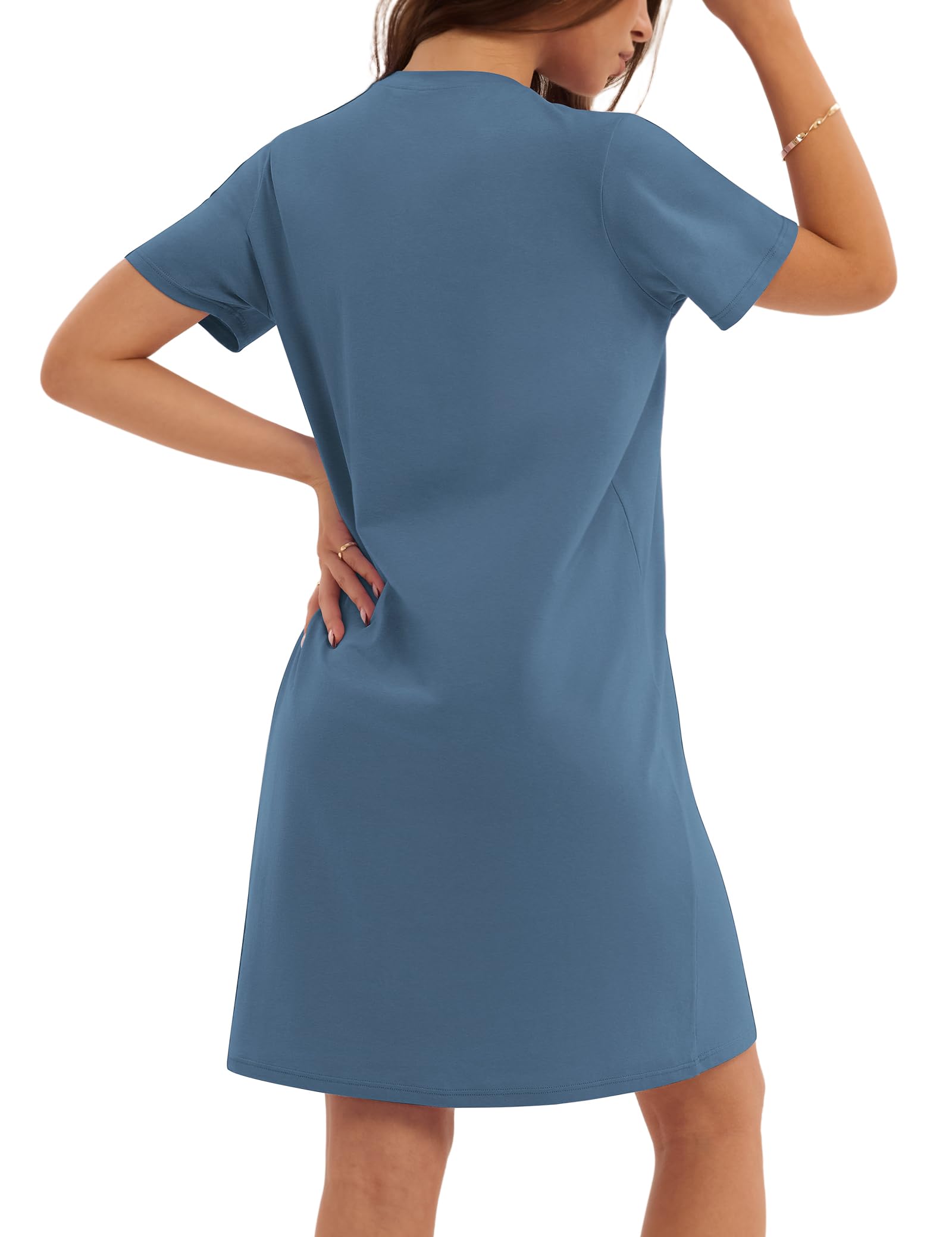 3 Pack Cotton Nightgowns for Women Short Sleeve Sleep Shirts Comfy Soft Nightshirt Pajama Sleep Dress
