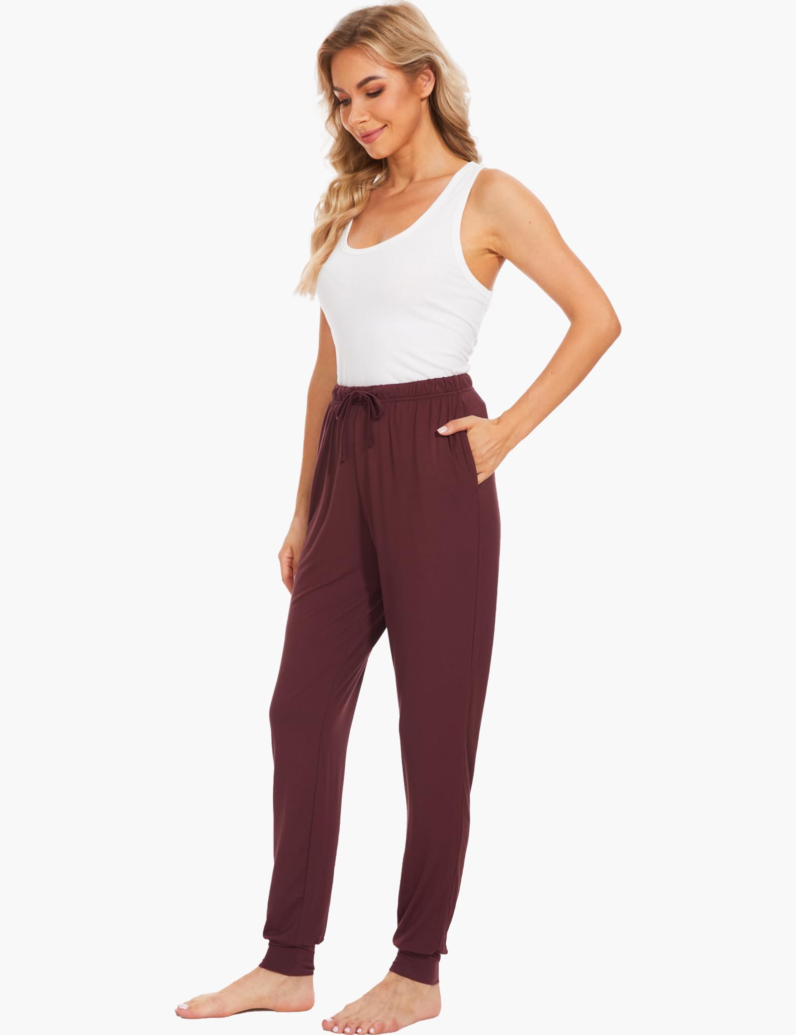GYS Women's Pajama Pants - Viscose Made from Bamboo, Joggers Pants with Pockets Comfy Lounge Sleep Pants Pj Bottoms