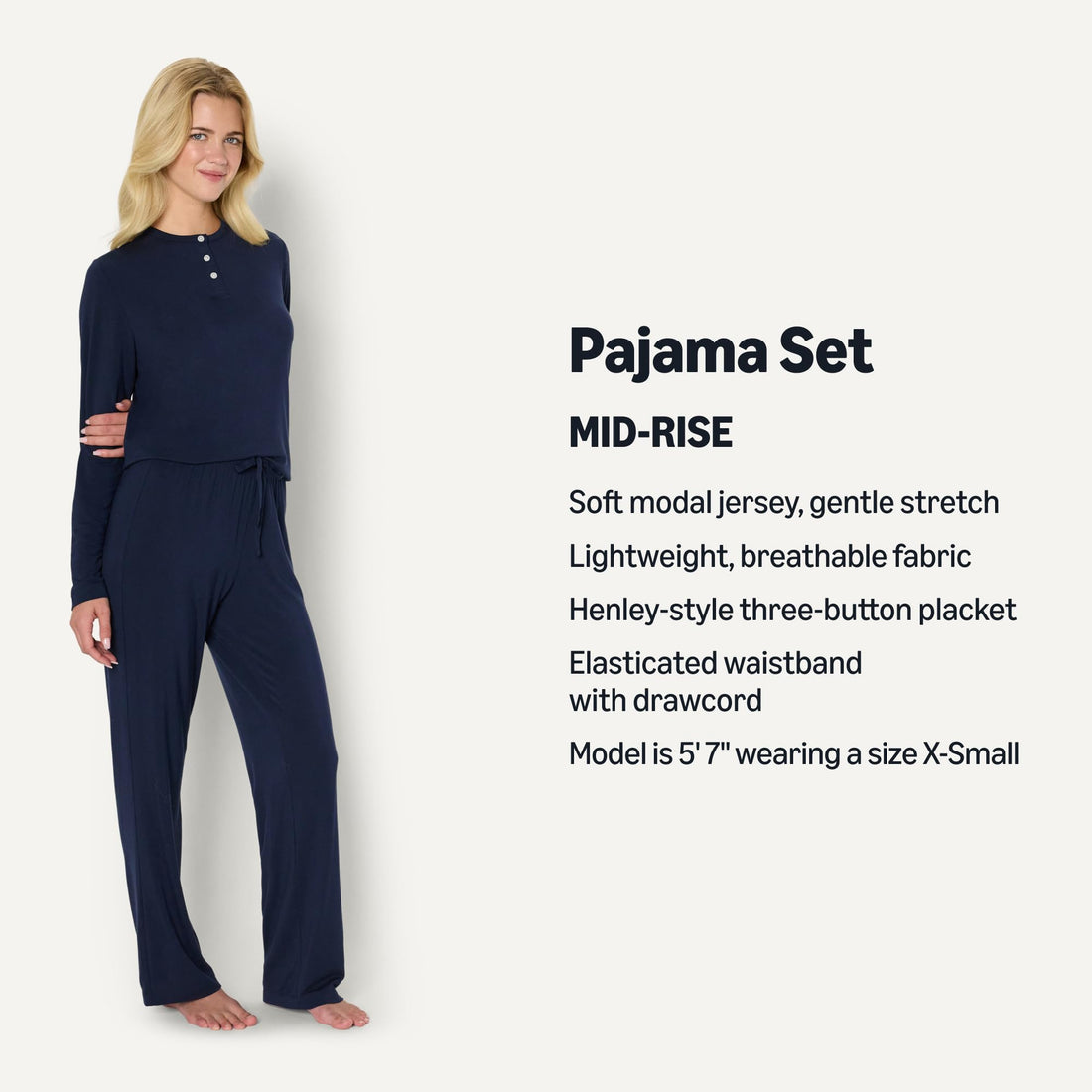 Amazon Essentials x Sofia Grainge Women's Long Sleeve Henley Pajama Set