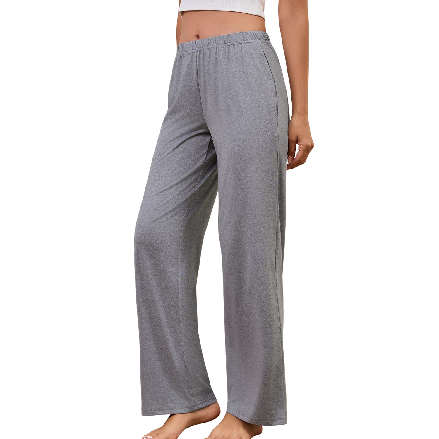 PNAEONG Pajama Pants for Women Soft Pajama Bottoms Loose Fit Sleepwear Elastic Waist Lounge Pants 25-27 inseam