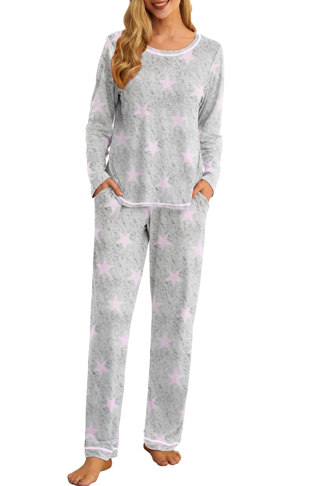 PrinStory Women's Pajama Set 2026 Lounge Sets Long Sleeve Sleepwear Soft 2 Piece Pjs with Pockets