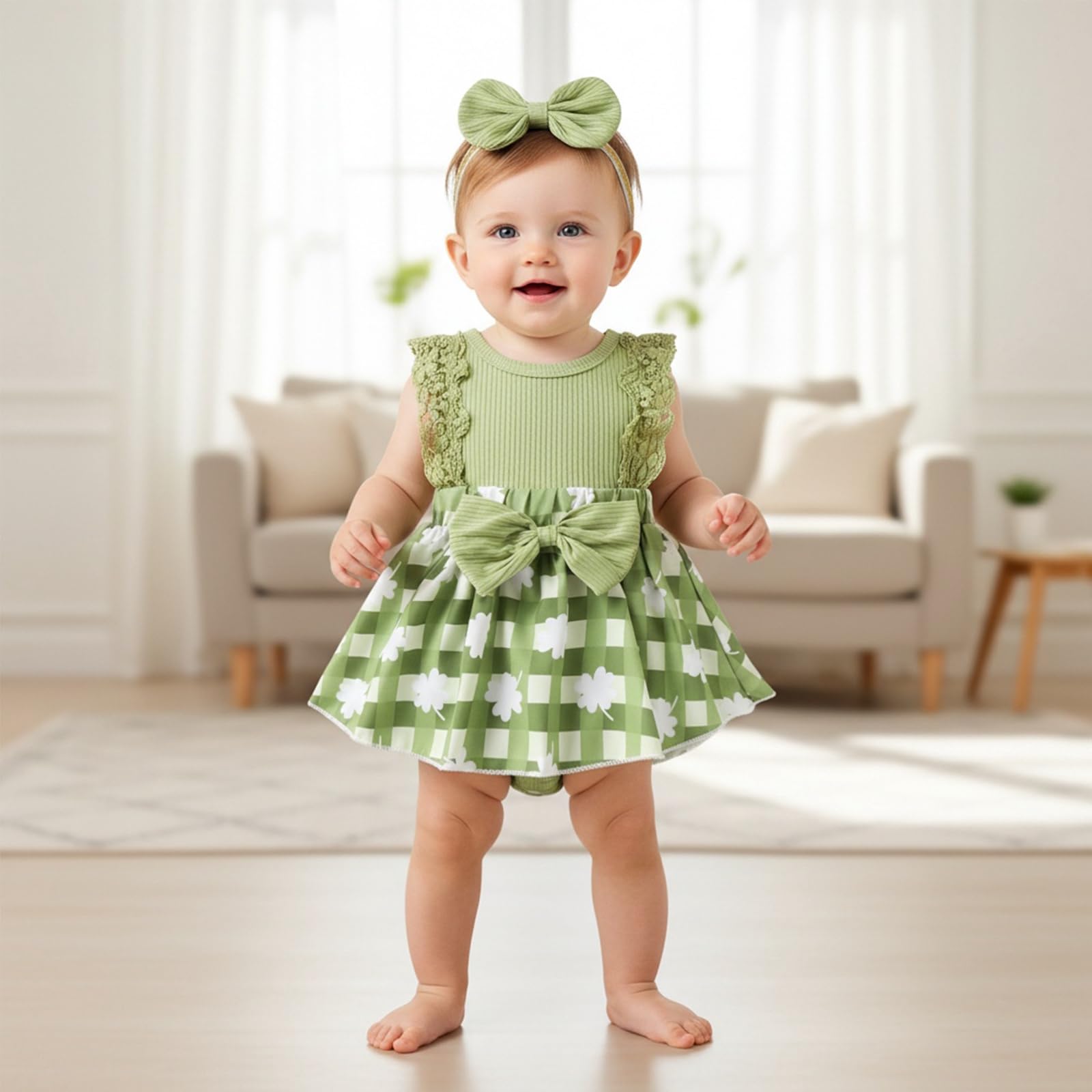 Baby Girl Clothes Newborn Romper Dress Infant Lace Ruffle Sleeveless Summer Outfits with Headband 0-12 Months WEBE CLOTHING