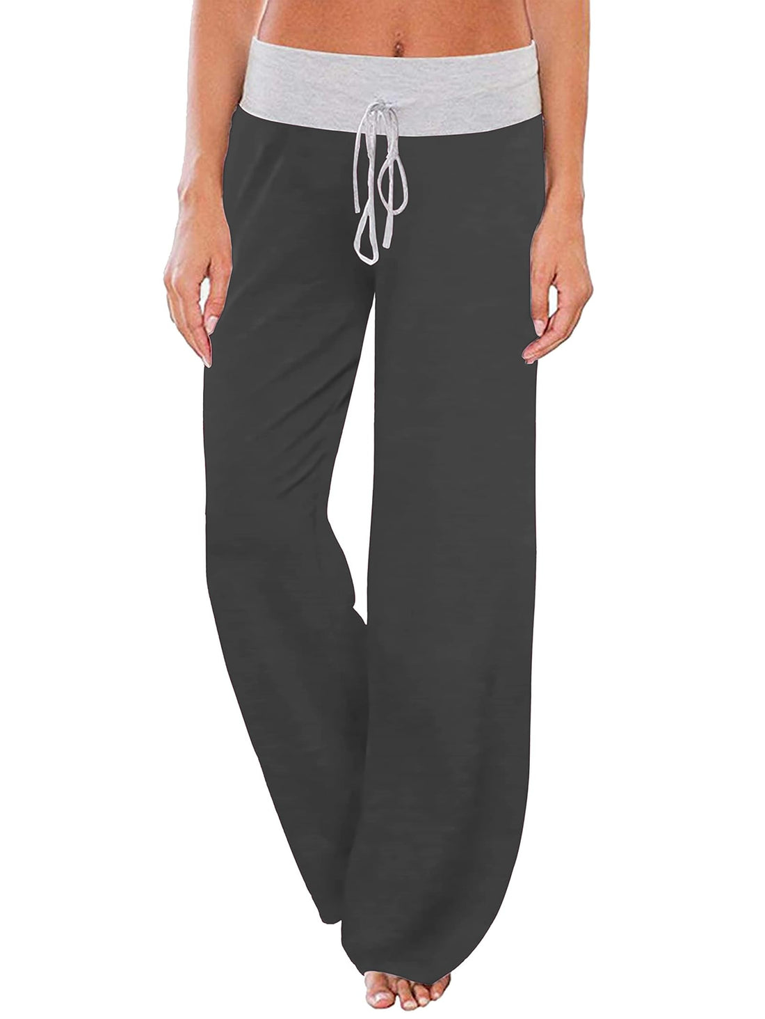 iChunhua Women's Comfy Stretch Floral Print Drawstring Palazzo Wide Leg Lounge Pant