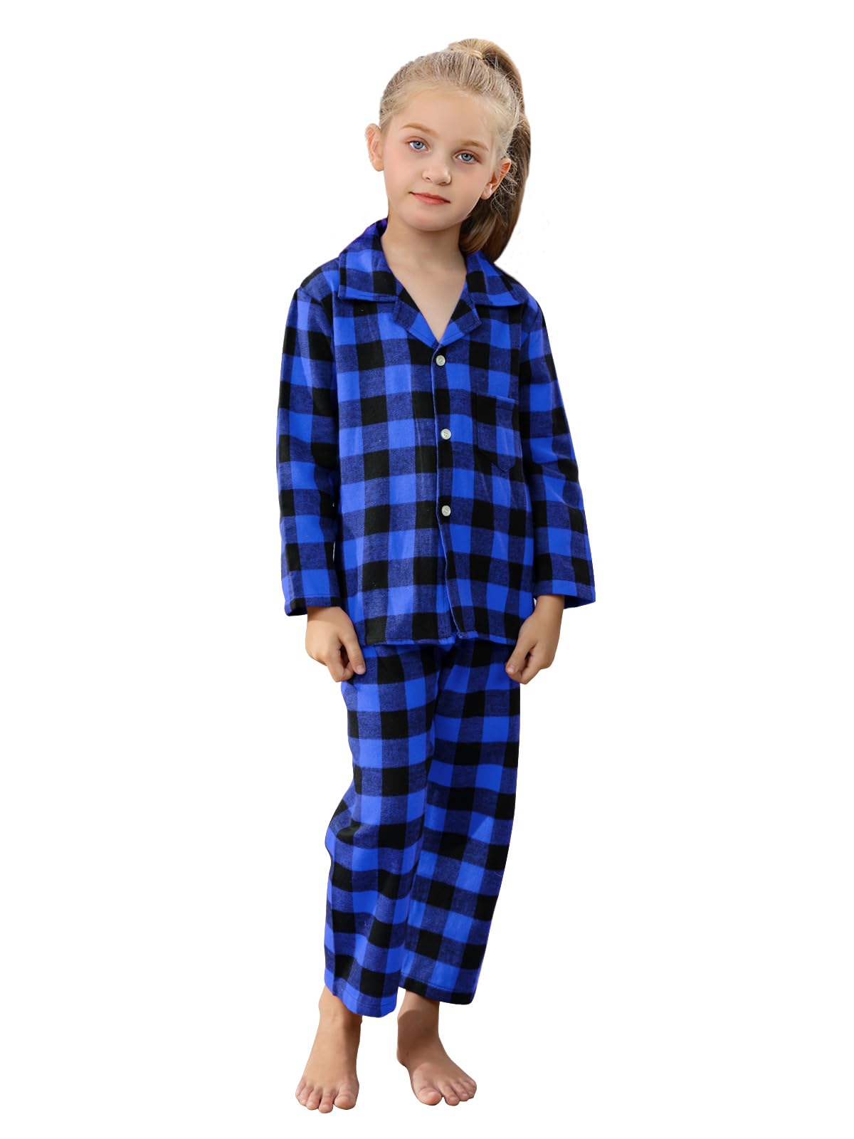 QZH.DUAO Family Christmas Pjs Matching Sets Plaid Pajamas Long Sleeve Holiday Sleepwear Set Loungewear Set