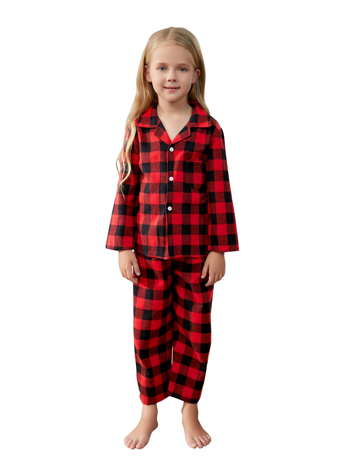 QZH.DUAO Family Christmas Pjs Matching Sets Plaid Pajamas Long Sleeve Holiday Sleepwear Set Loungewear Set