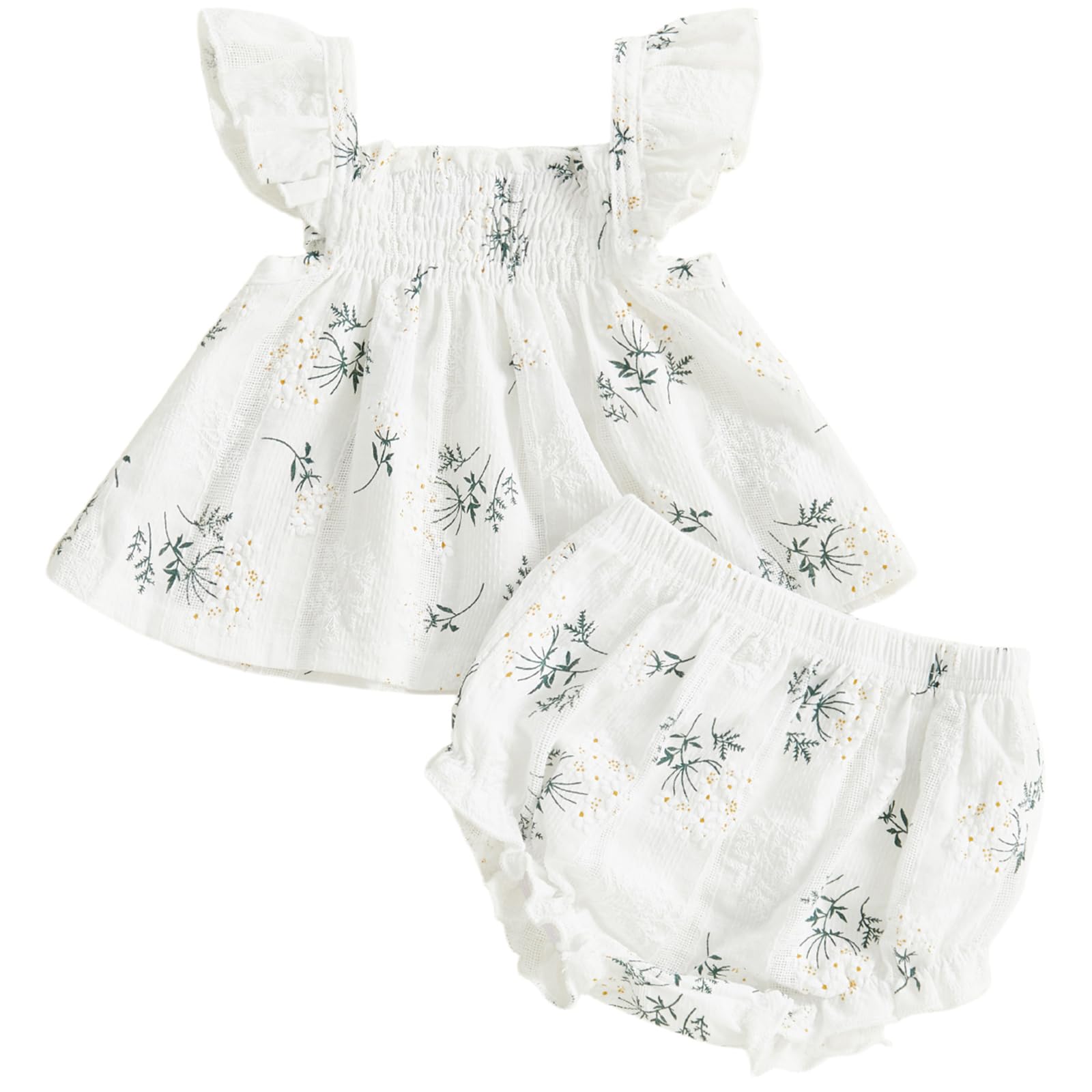 Mubineo Baby Girl Summer Clothes Cute Ruffle Tops Dress Shorts Outfits Set Infant Toddler Shirt Bloomers Princess Outfit WEBE CLOTHING