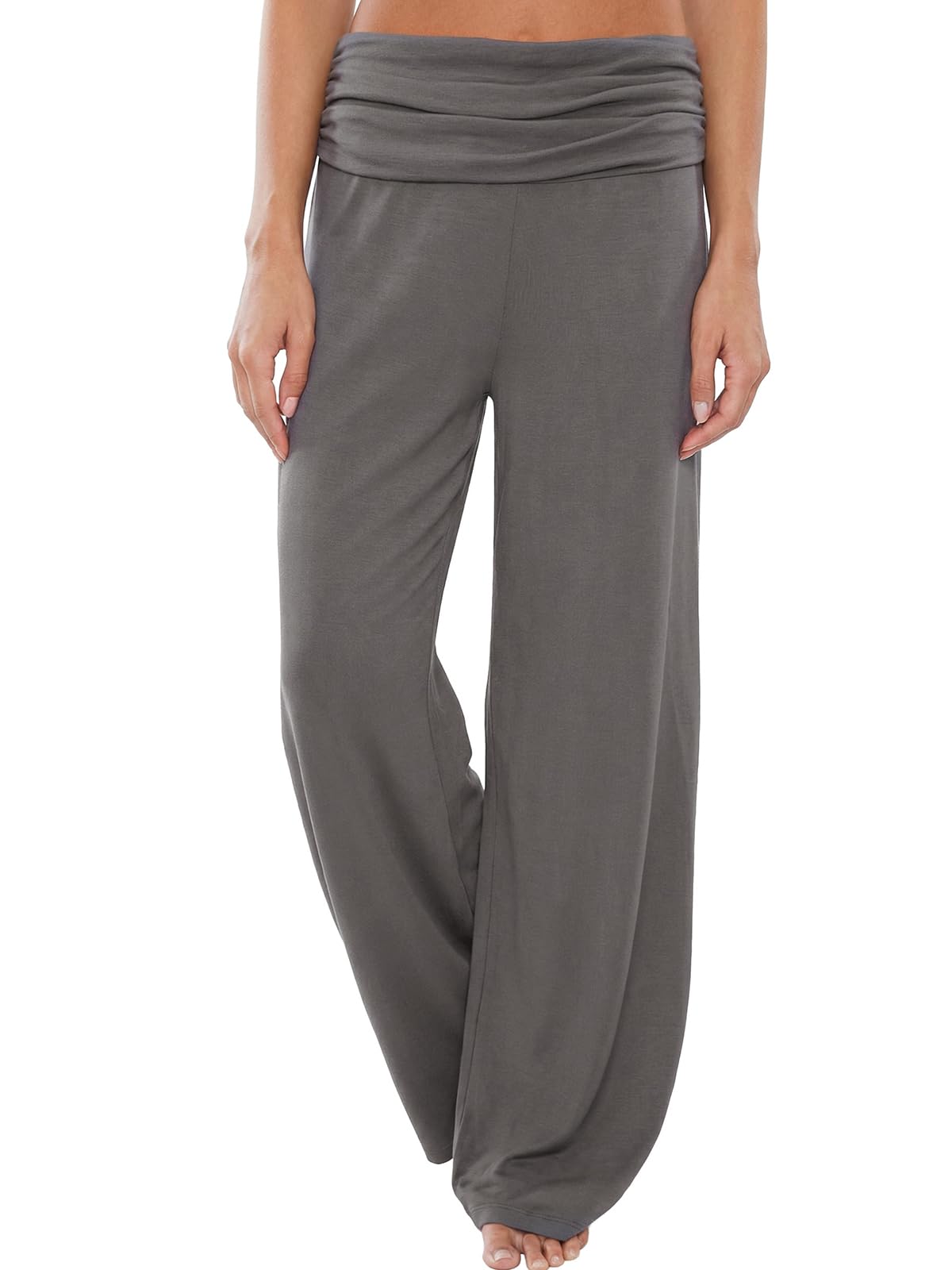 Gracyoga Women's Comfy Pajama Pants Wide Leg Lounge Palazzo Yoga Pants Stretch Casual Floral Print Fold Waist Pants