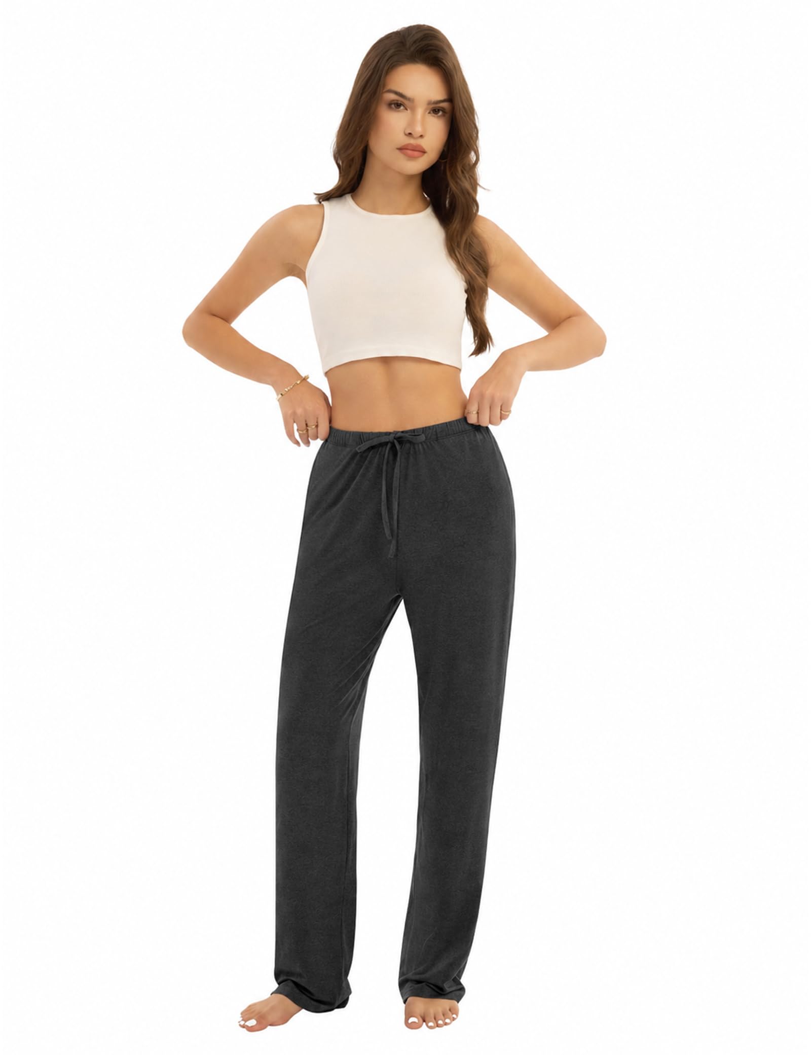 3-Pack Womens Pajama Pants with Drawstring, Soft Sleep & Lounge Pants
