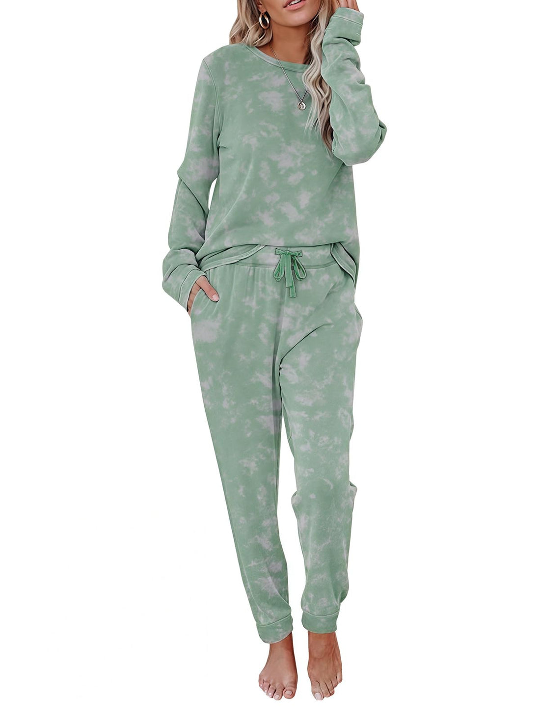 2 Piece Pjs Set For Womens Pajamas Lounge Set Long Sleeve Joggers Pants Sleepwear with Pockets WEBE CLOTHING